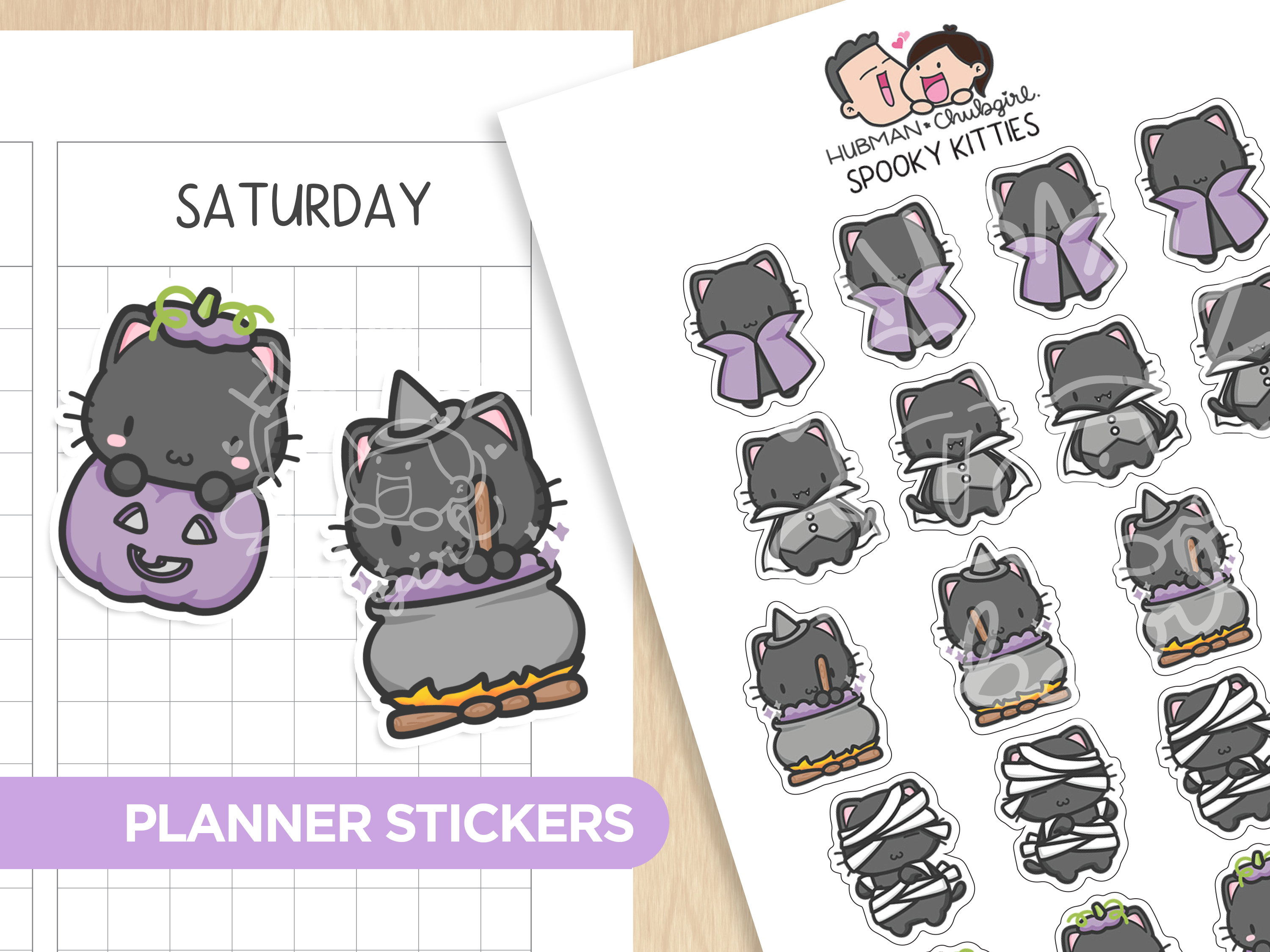 Spooky Kitties Planner Stickers
