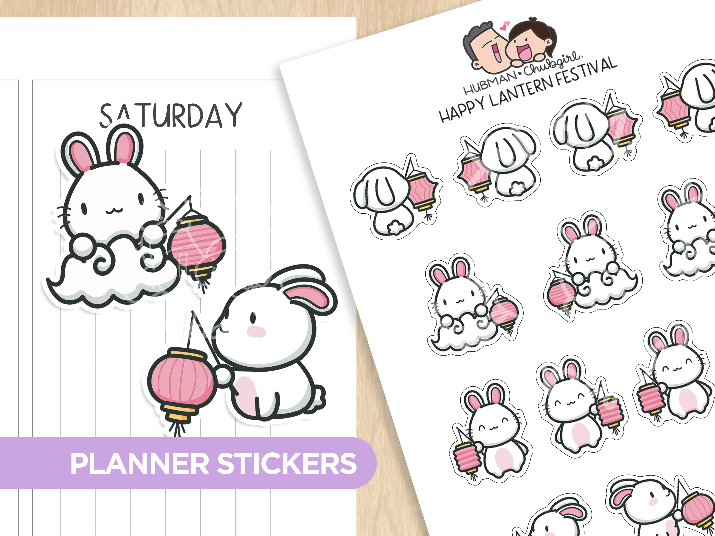 Happy Lantern Festival Planner Stickers