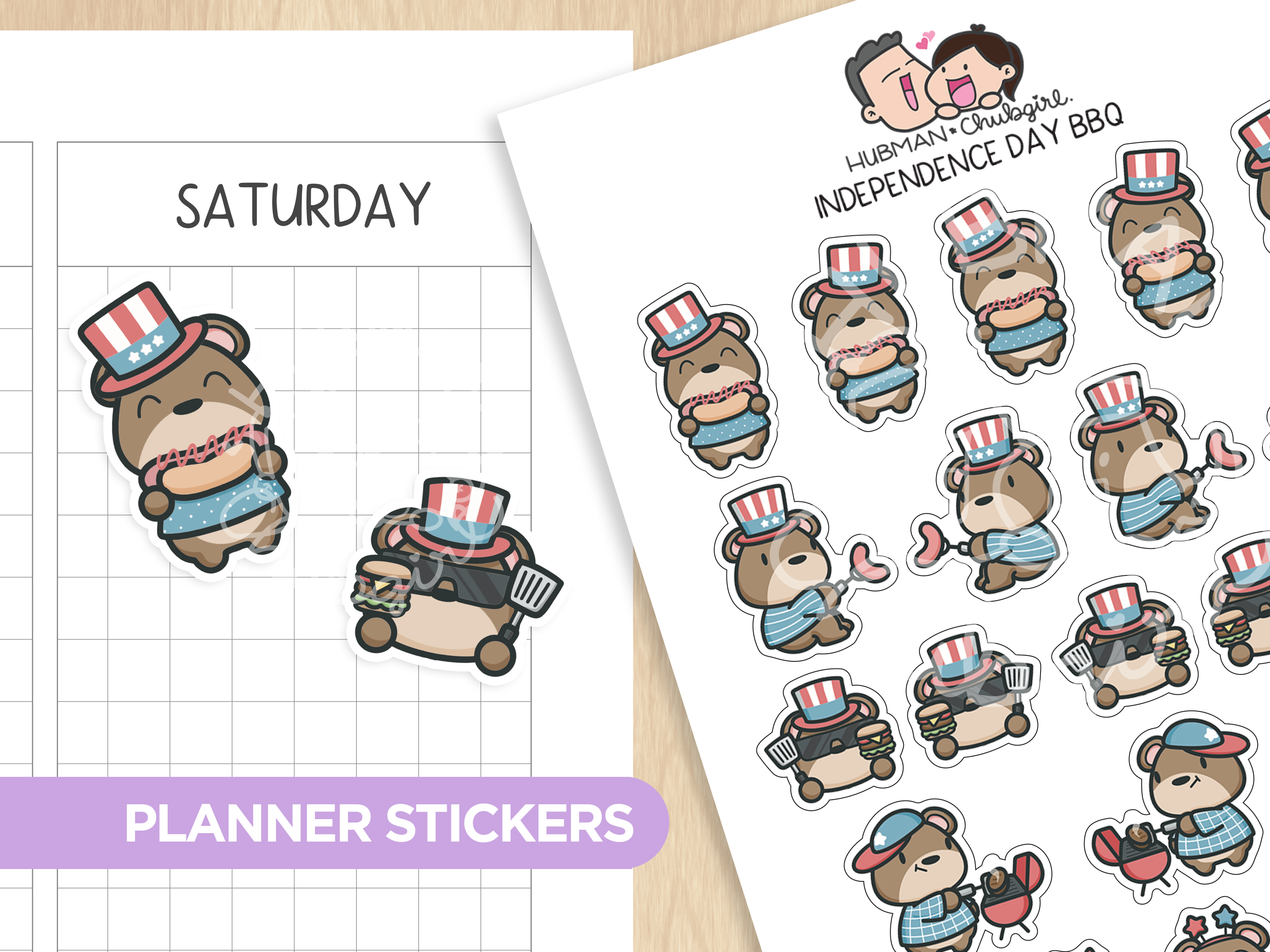 Independence Day BBQ Planner Stickers