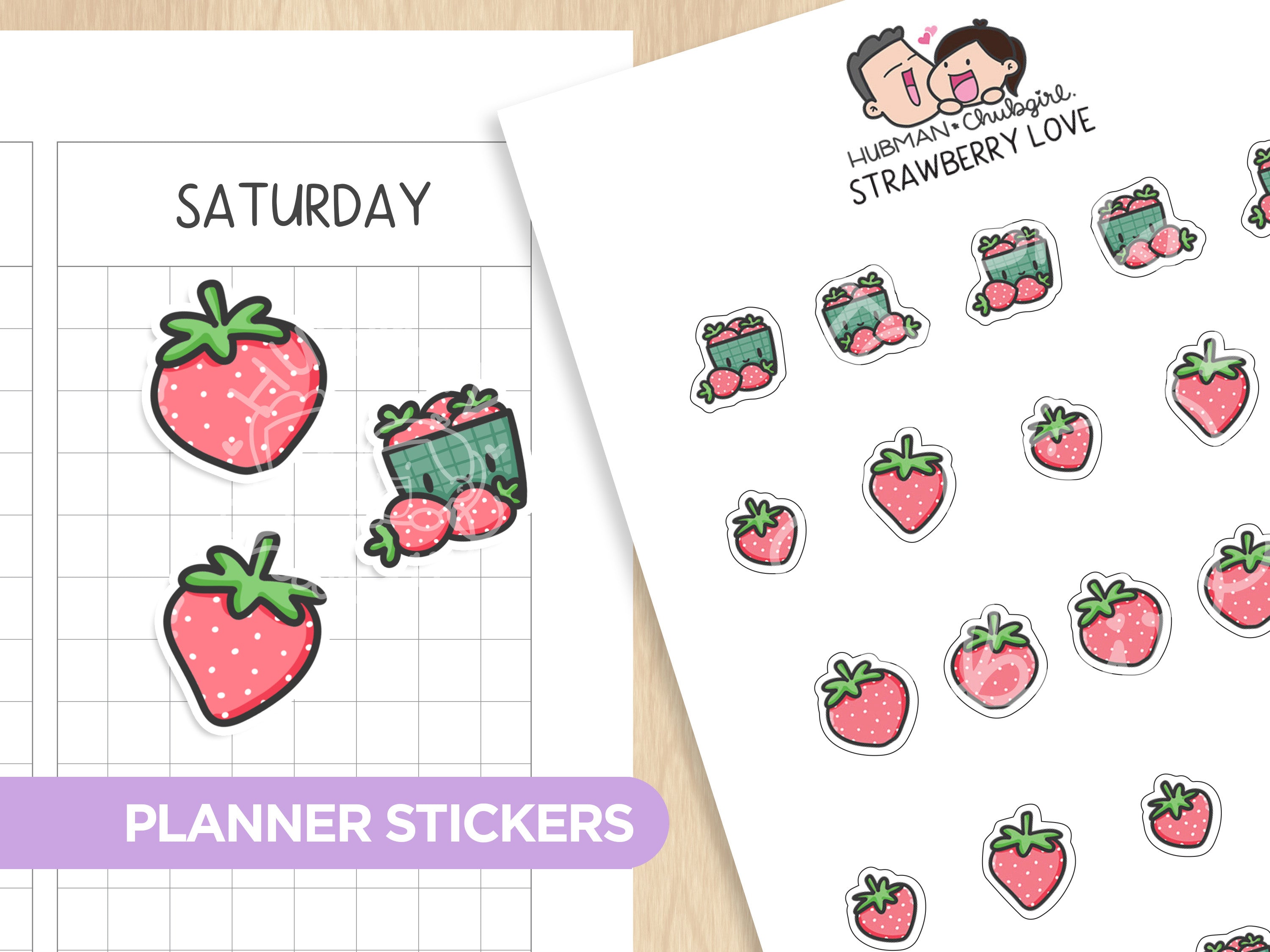 Strawberry Love Planner Stickers