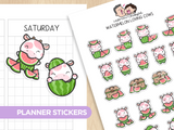 Watermelon Loving Cows Planner Stickers