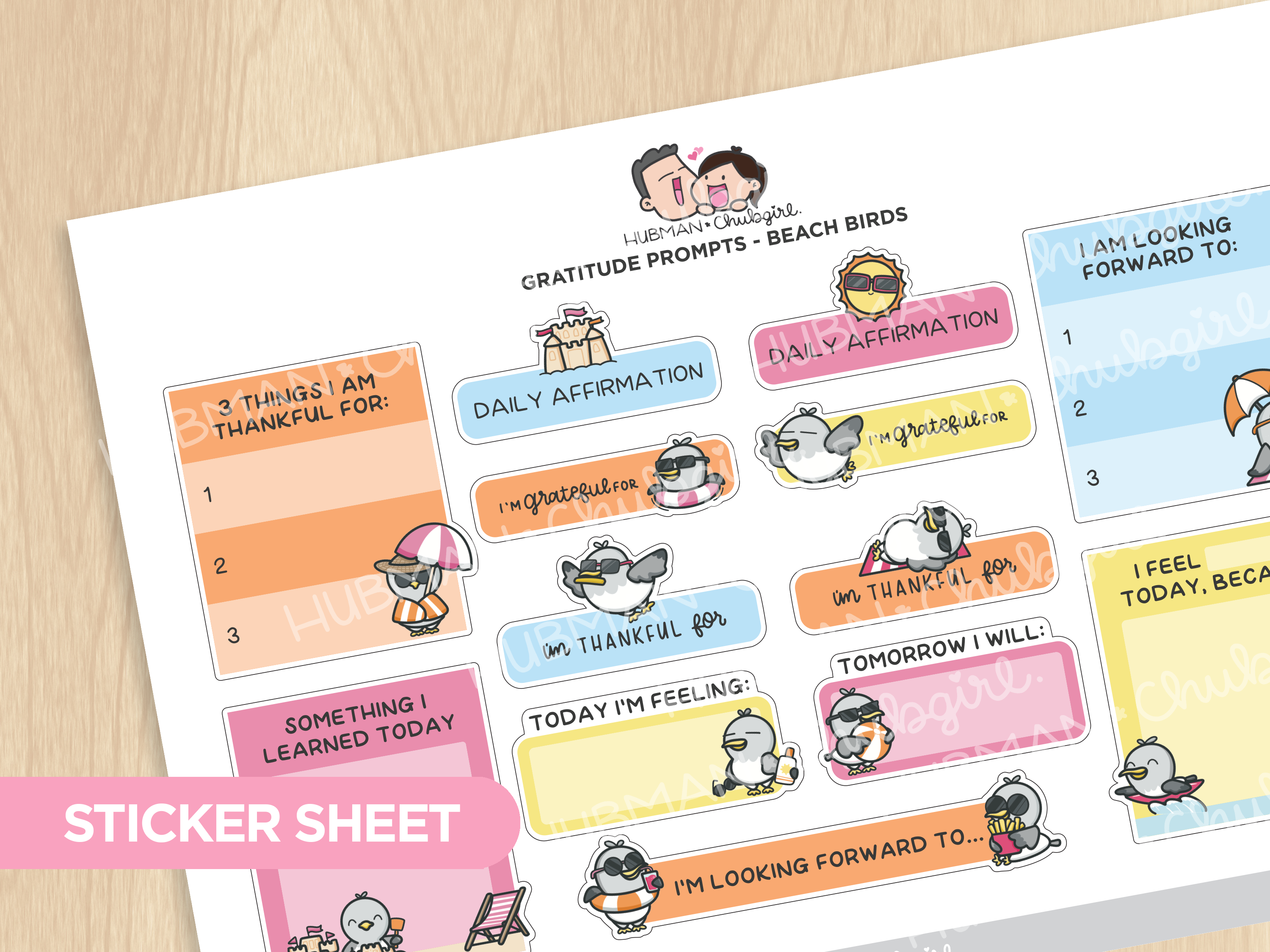 Beach Birds Journaling Extras Sticker Set