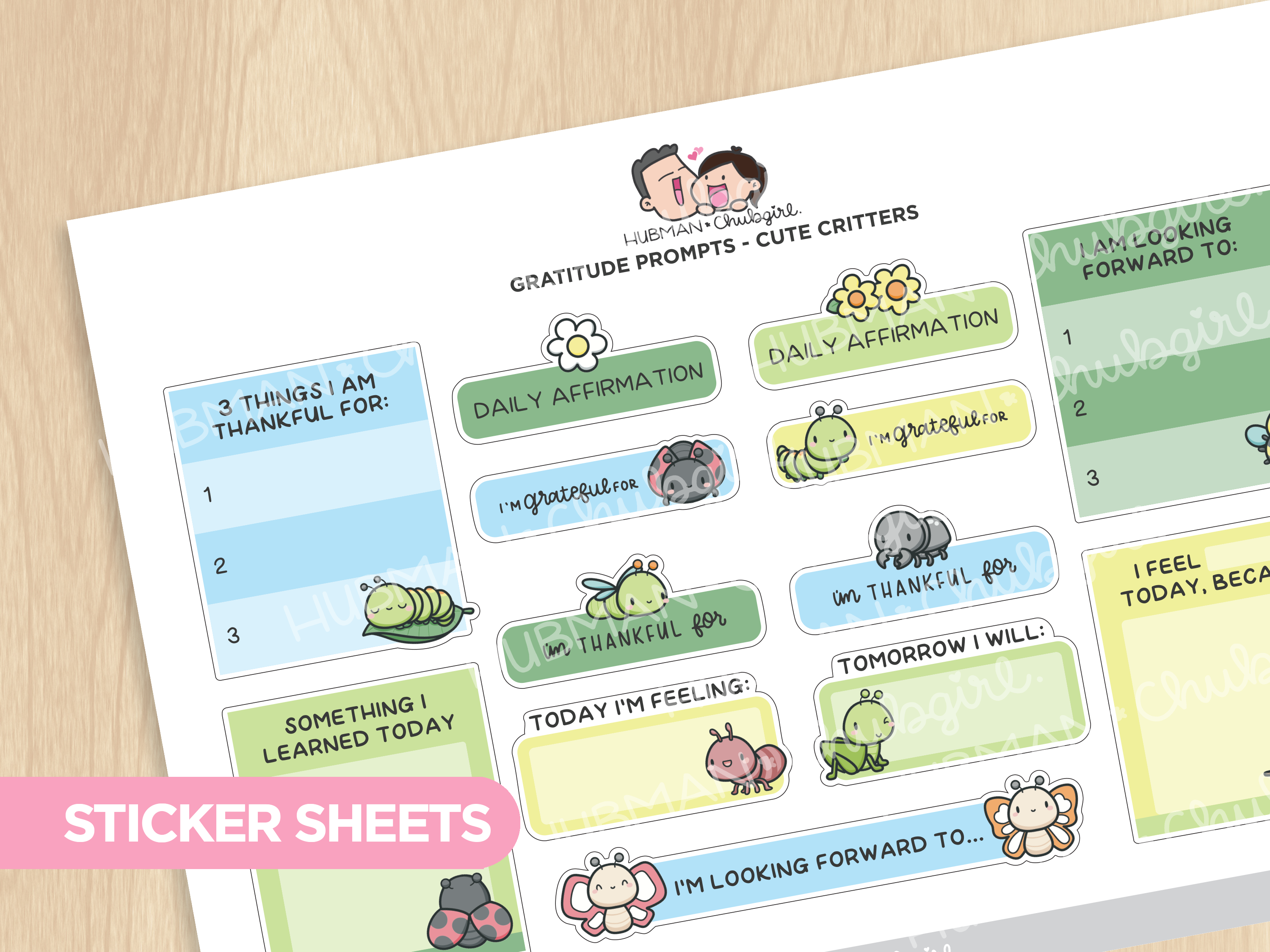 Gratitude Prompts Cute Critters Theme