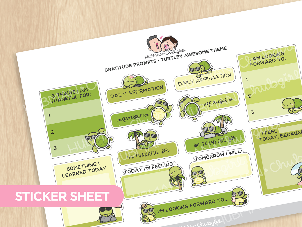 Sticker Sheet - Gratitude Prompts Turtley Awesome Theme – Hubman and ...