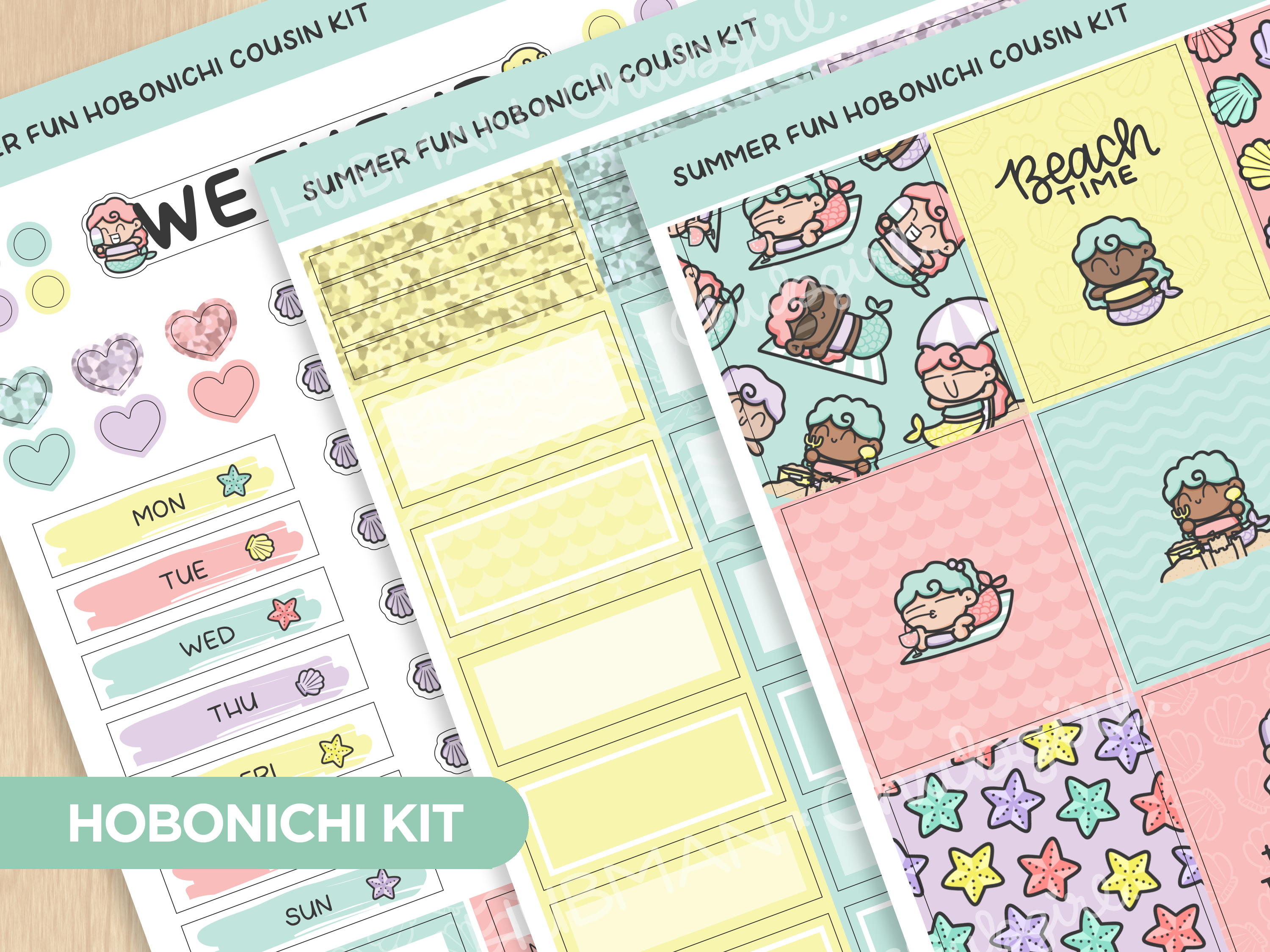 Summer Mermaids Hobonichi Cousin Weekly Kit (Set of 3)