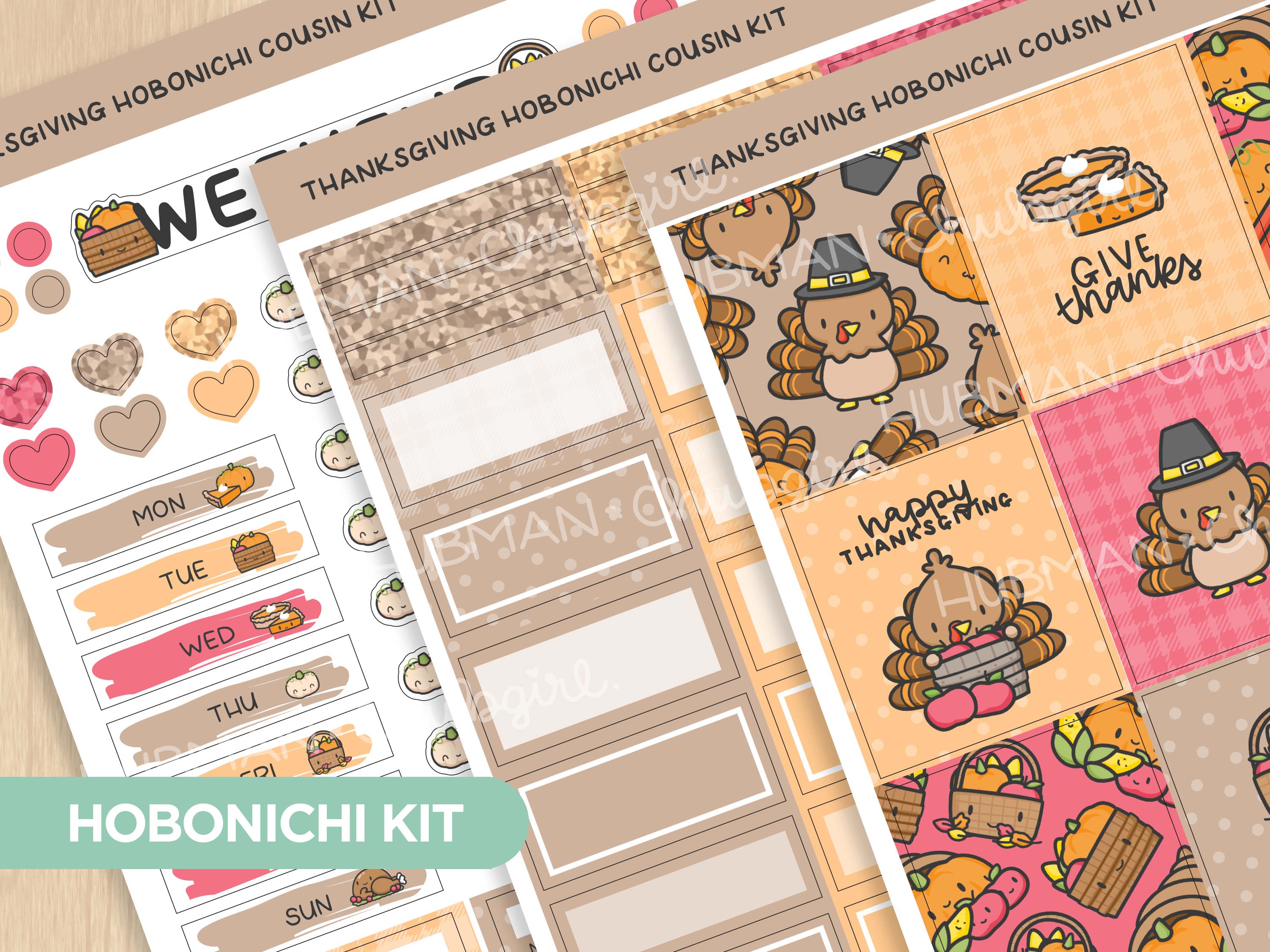 Thanksgiving Theme Hobonichi Cousin Weekly Kit (Set of 3)