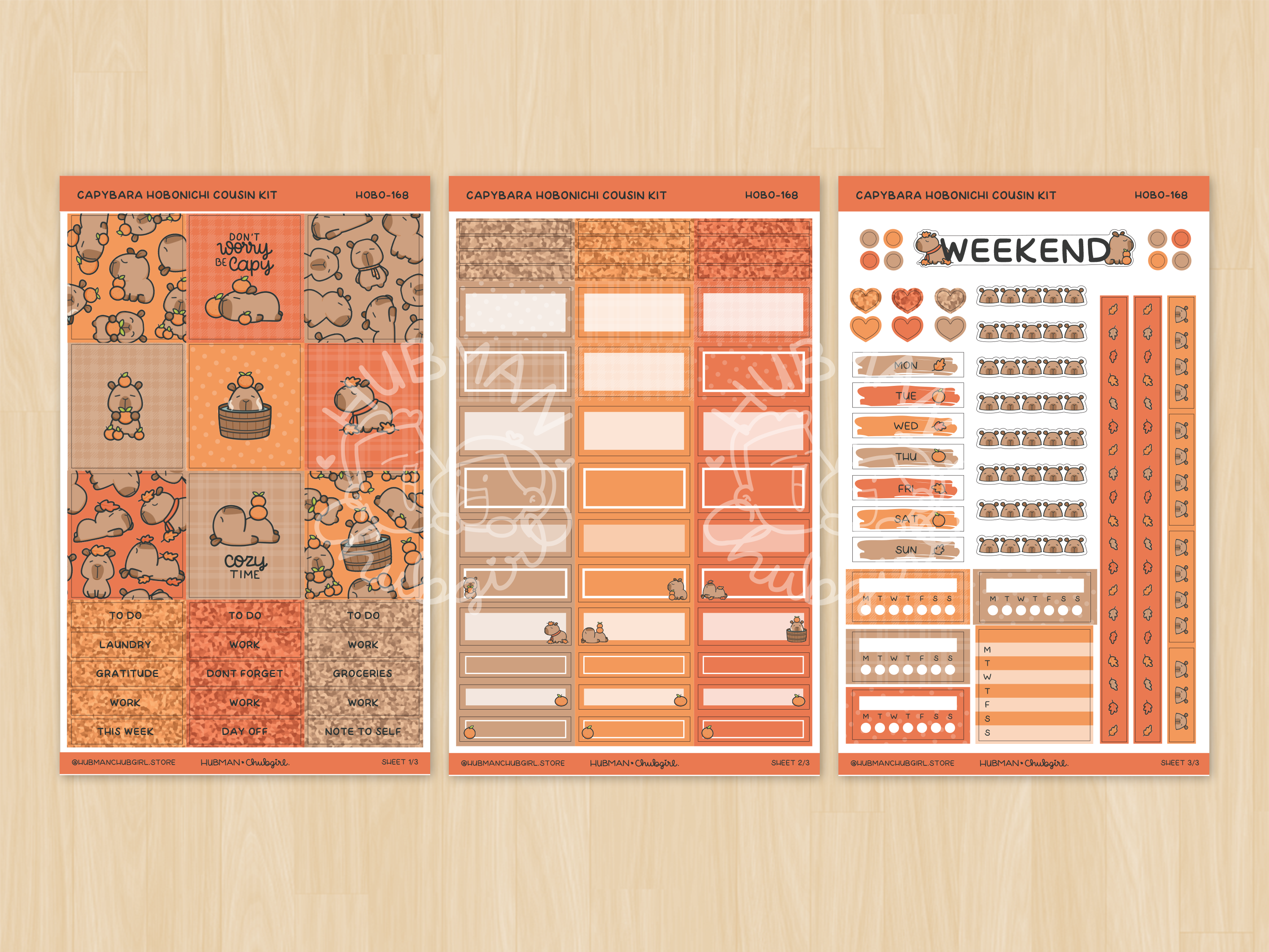 Autumn Capybaras Theme Hobonichi Cousin Weekly Kit (Set of 3)