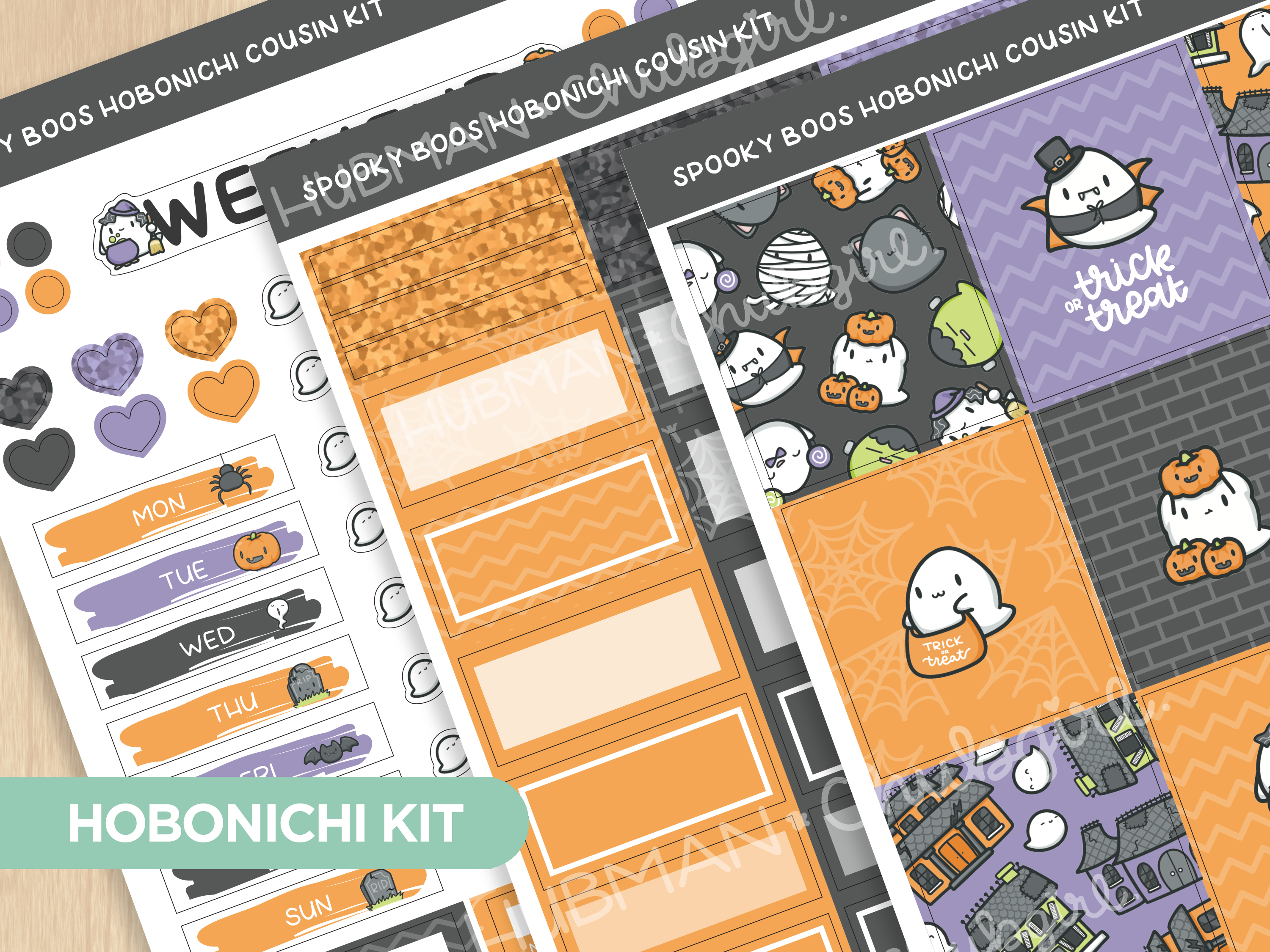 Spooky Boos Theme Hobonichi Cousin Weekly Kit (Set of 3)