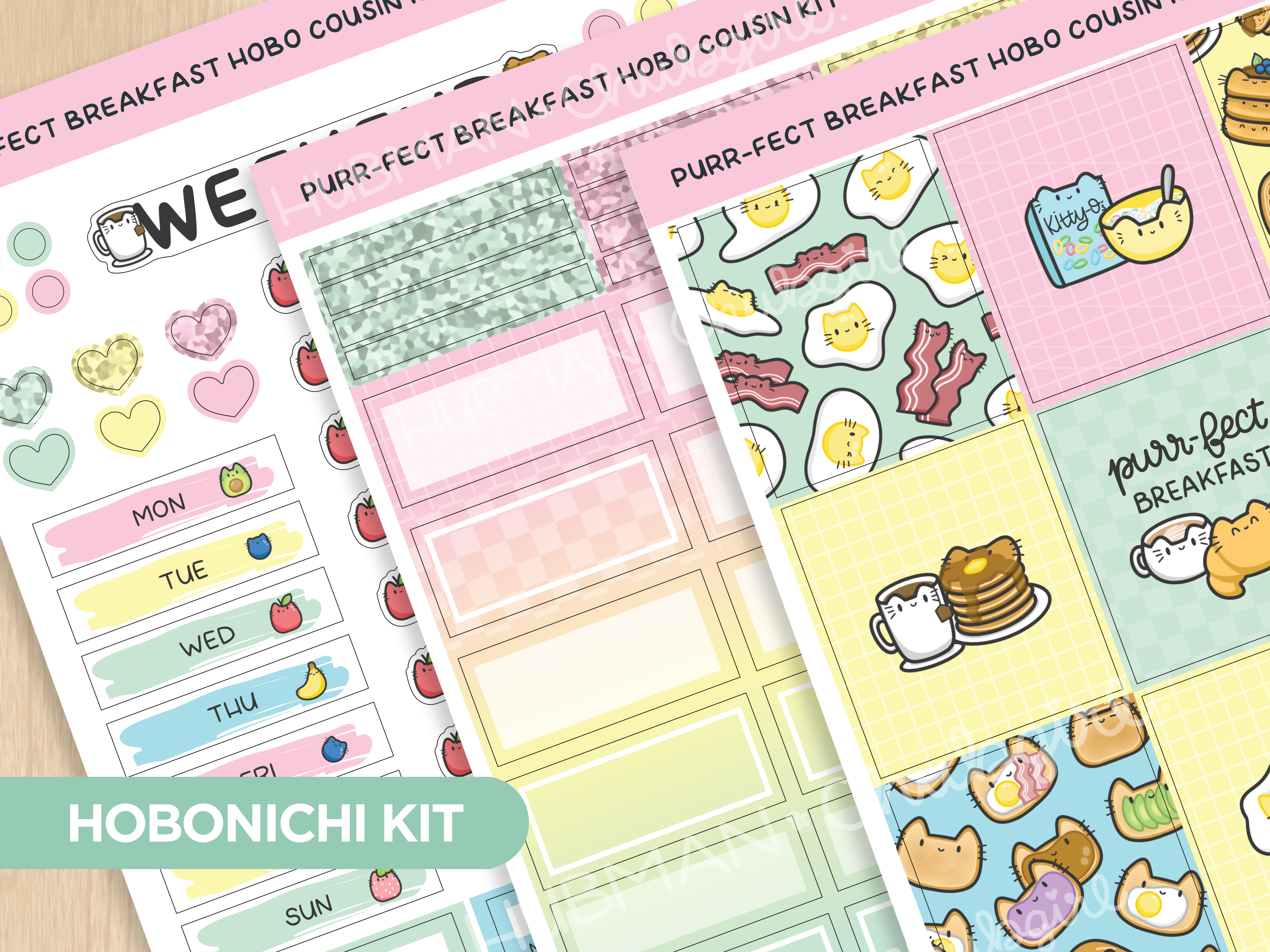 Purr-fect breakfast Theme Hobonichi Cousin Weekly Kit (Set of 3)