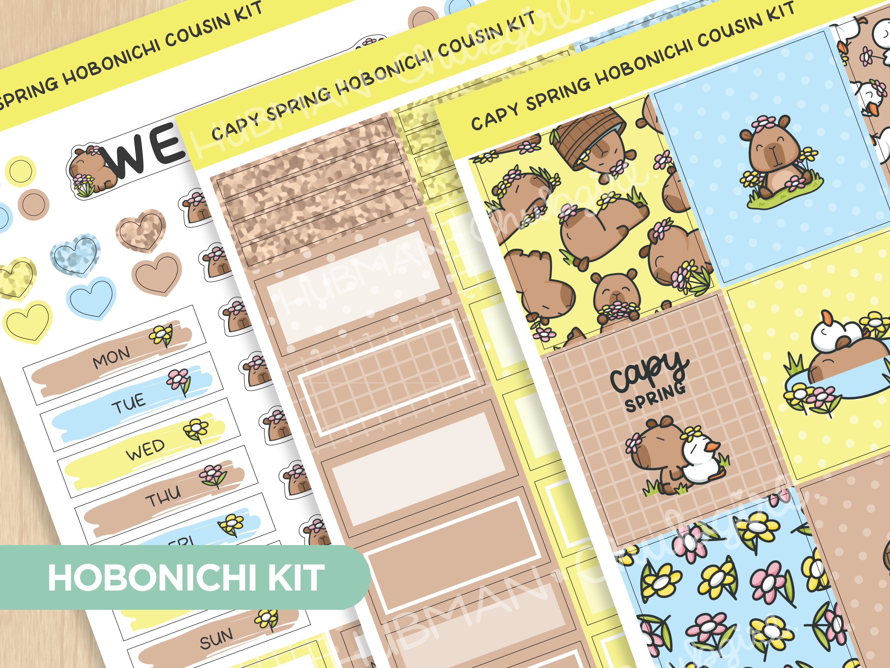 Capy Spring Theme Hobonichi Cousin Weekly Kit (Set of 3)