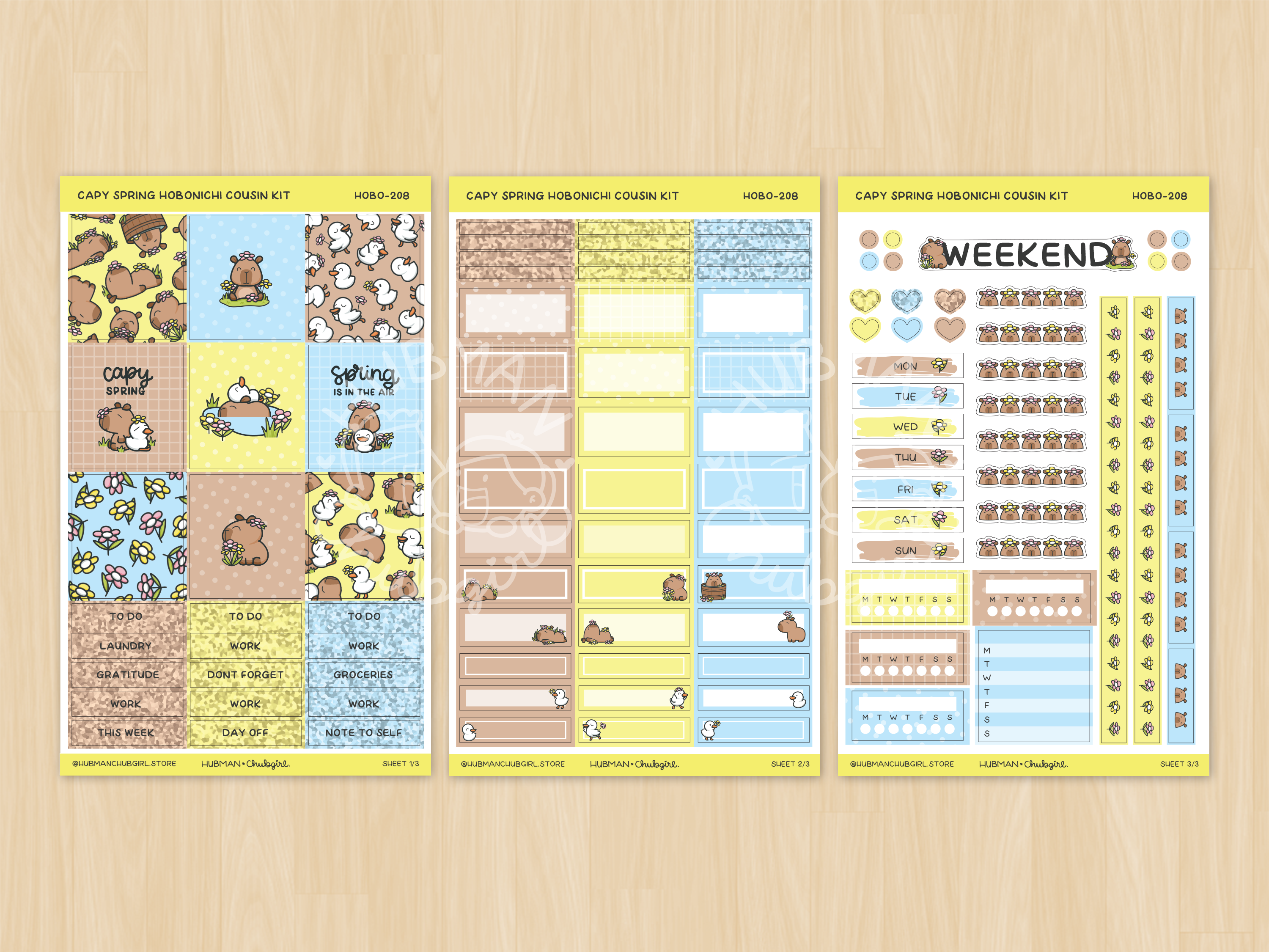 Capy Spring Theme Hobonichi Cousin Weekly Kit (Set of 3)