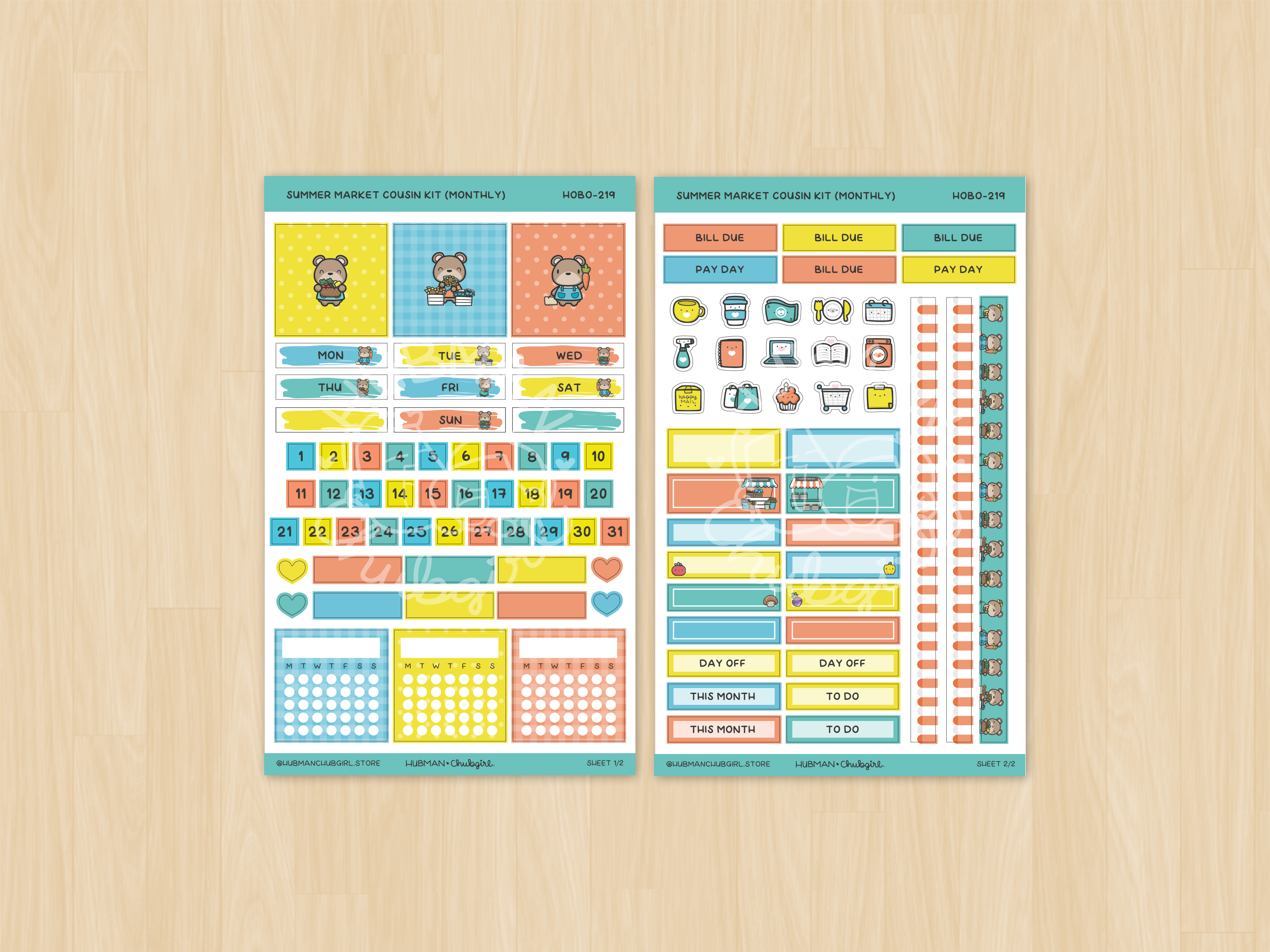 Summer Market Theme Hobonichi Cousin Monthly Kit (Set of 2)