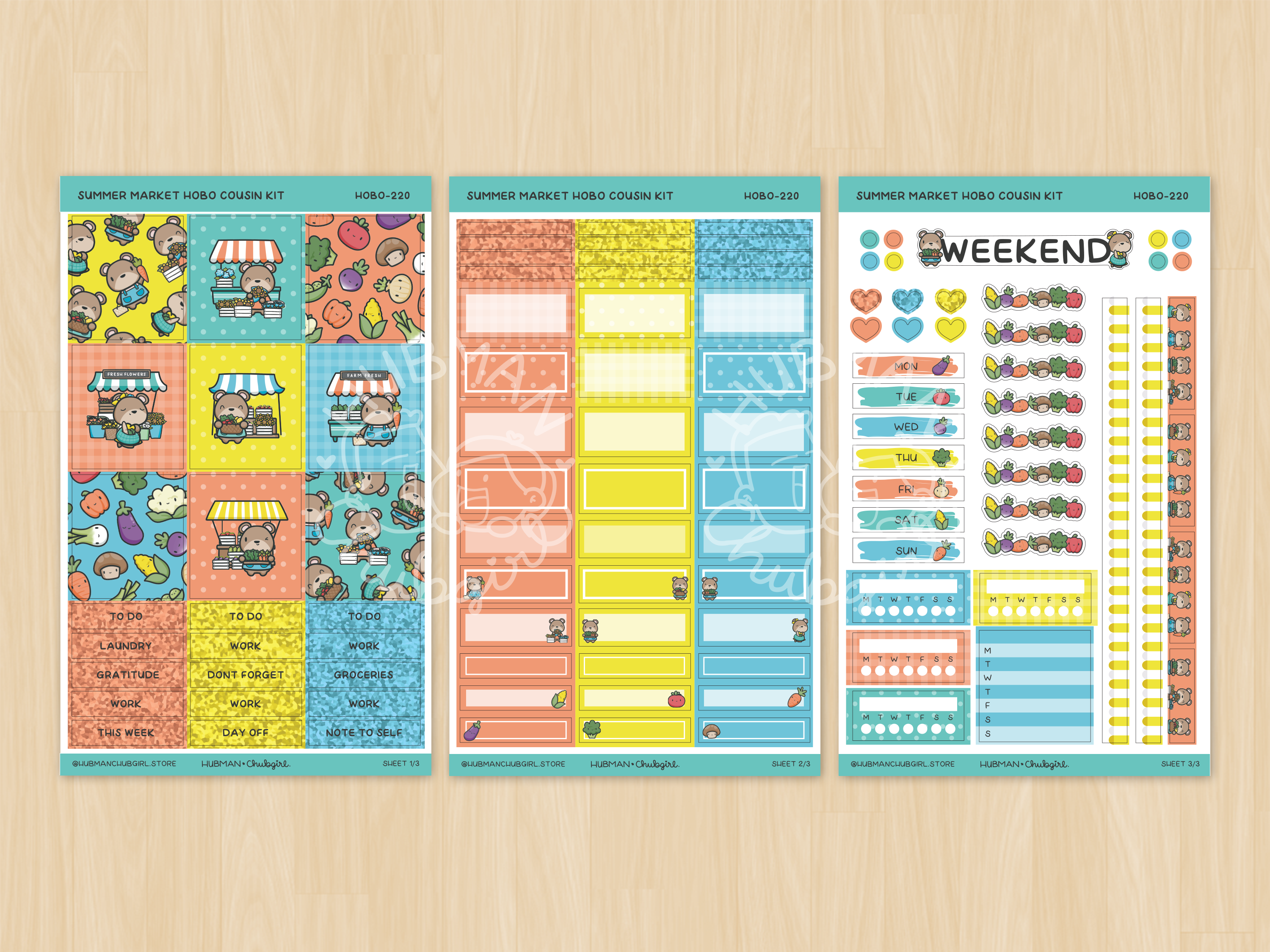 Summer Market Theme Hobonichi Cousin Weekly Kit (Set of 3)