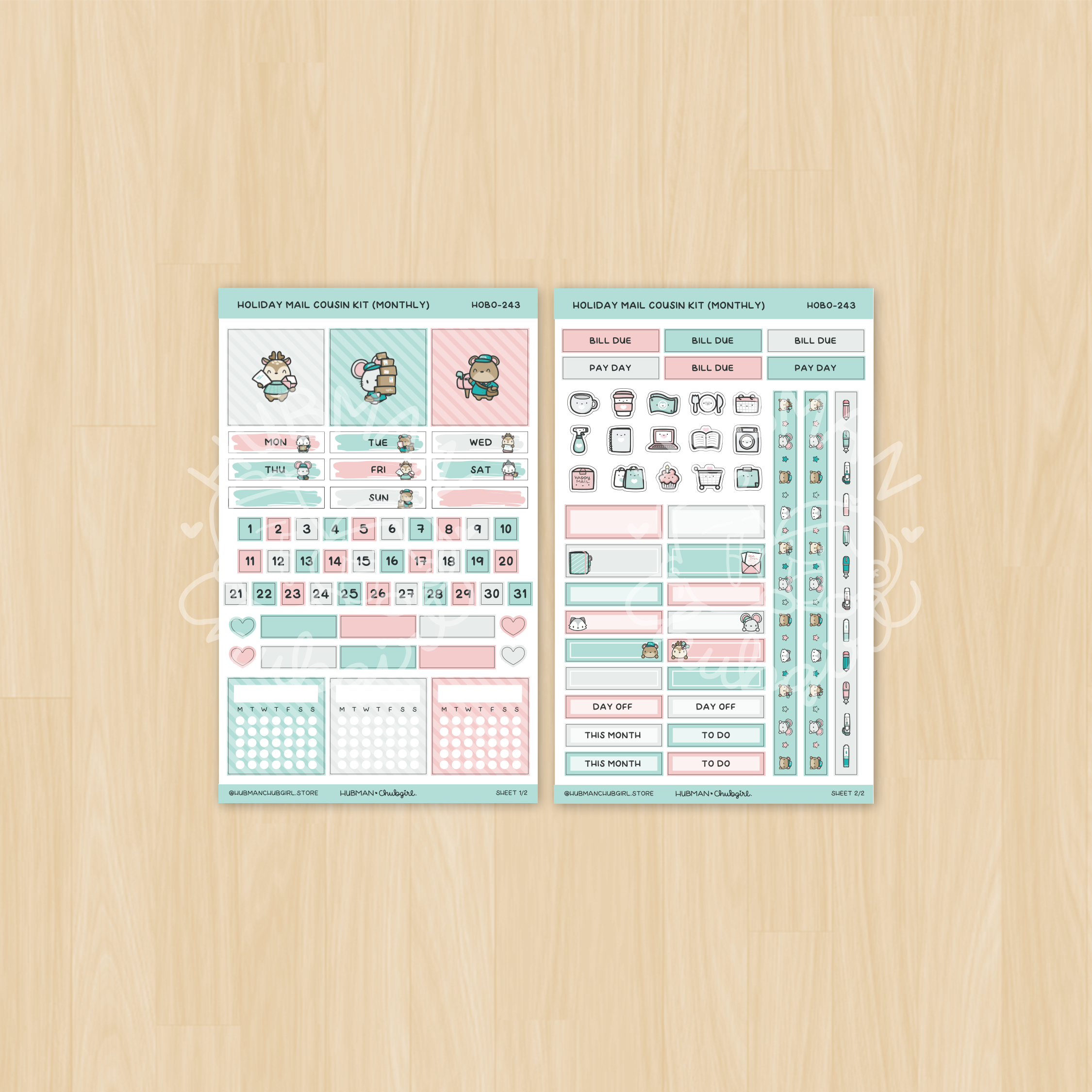 Holiday Happy Mail Hobonichi Cousin Monthly Kit (Set of 2)