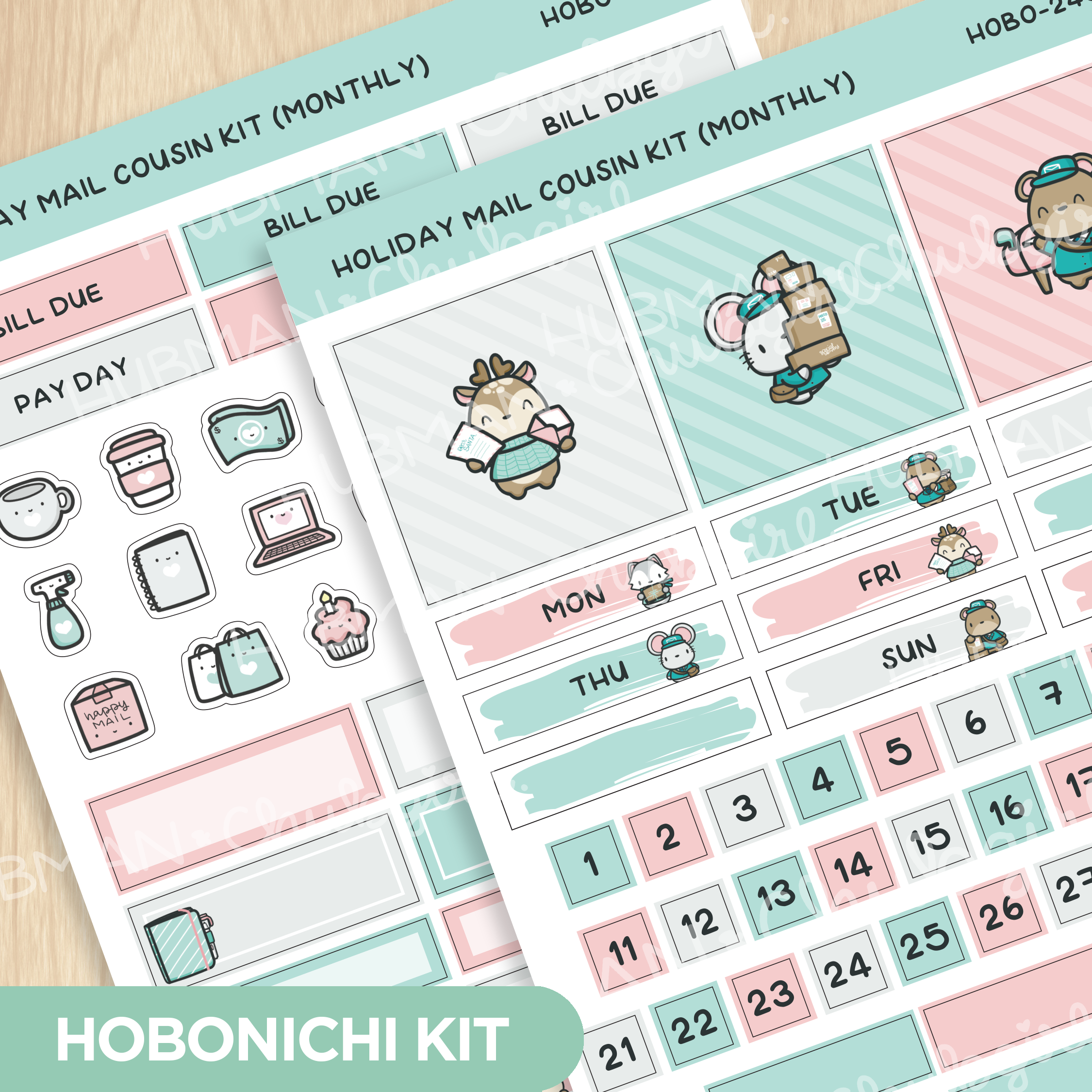 Holiday Happy Mail Hobonichi Cousin Monthly Kit (Set of 2)