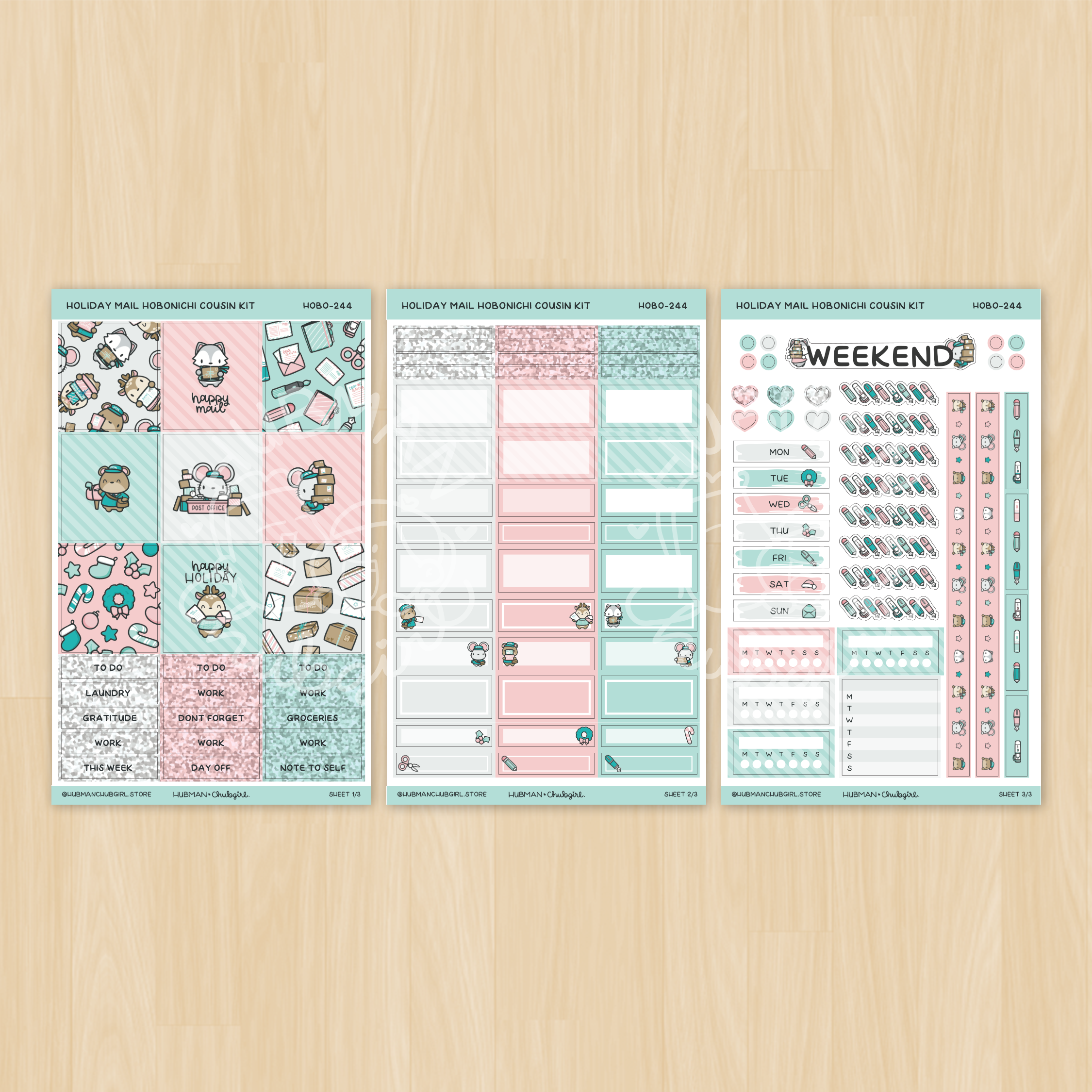 Holiday Mail Theme Hobonichi Cousin Weekly Kit (Set of 3)