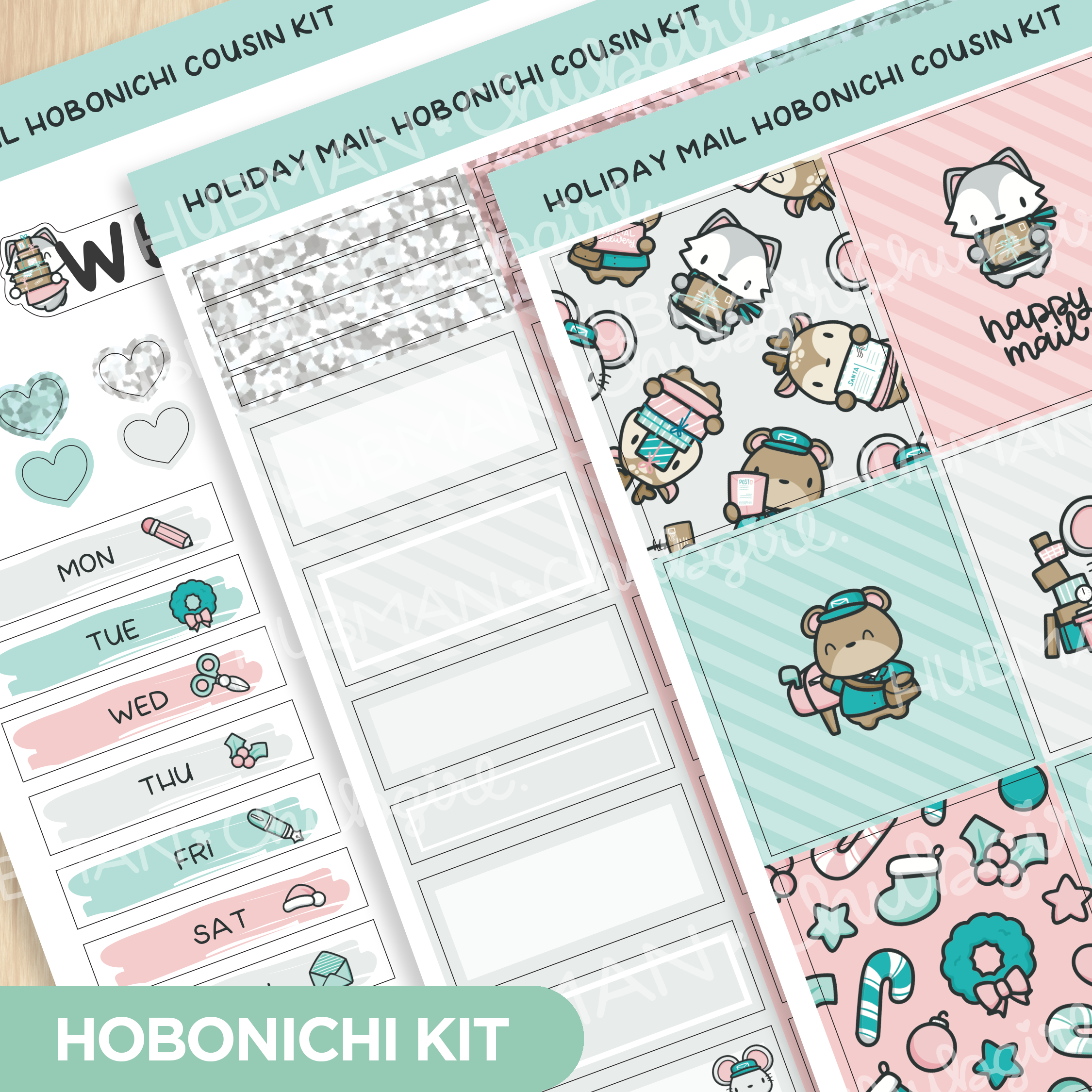 Holiday Mail Theme Hobonichi Cousin Weekly Kit (Set of 3)