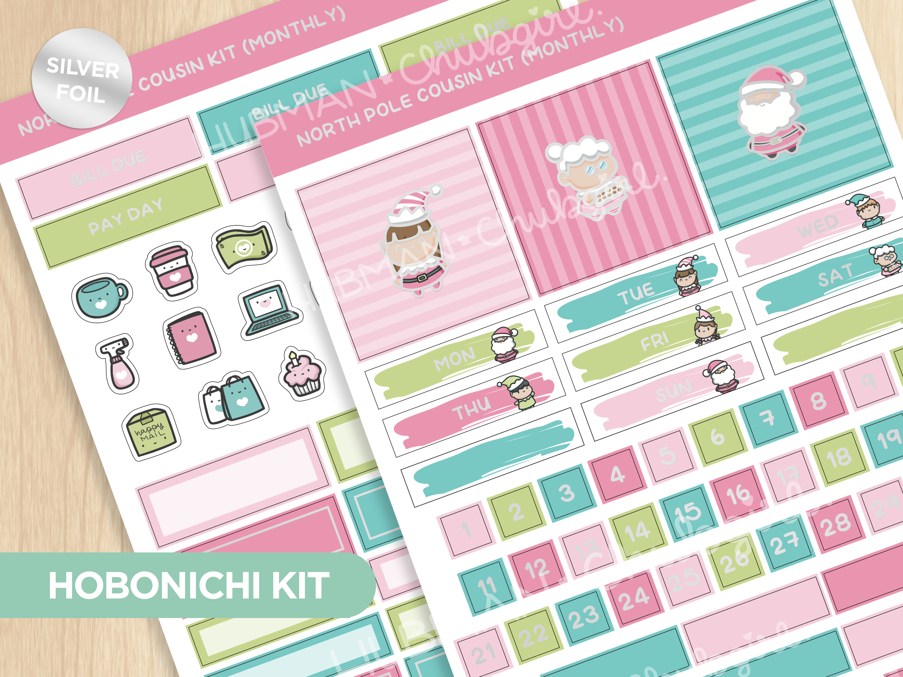 North Pole Hobonichi Cousin Monthly Kit (Set of 2) - Silver foil