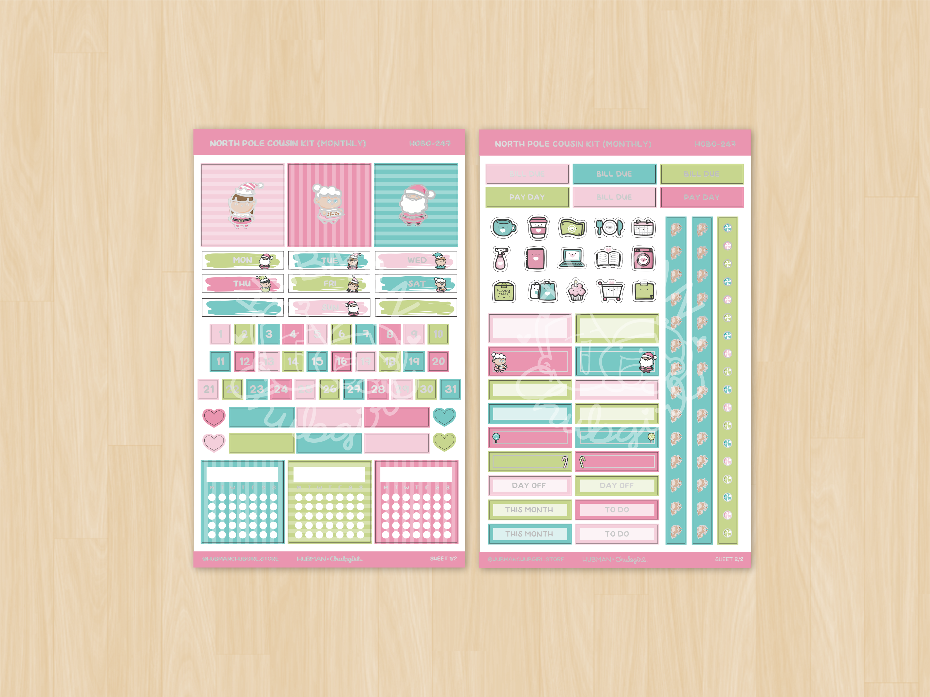 North Pole Hobonichi Cousin Monthly Kit (Set of 2) - Silver foil