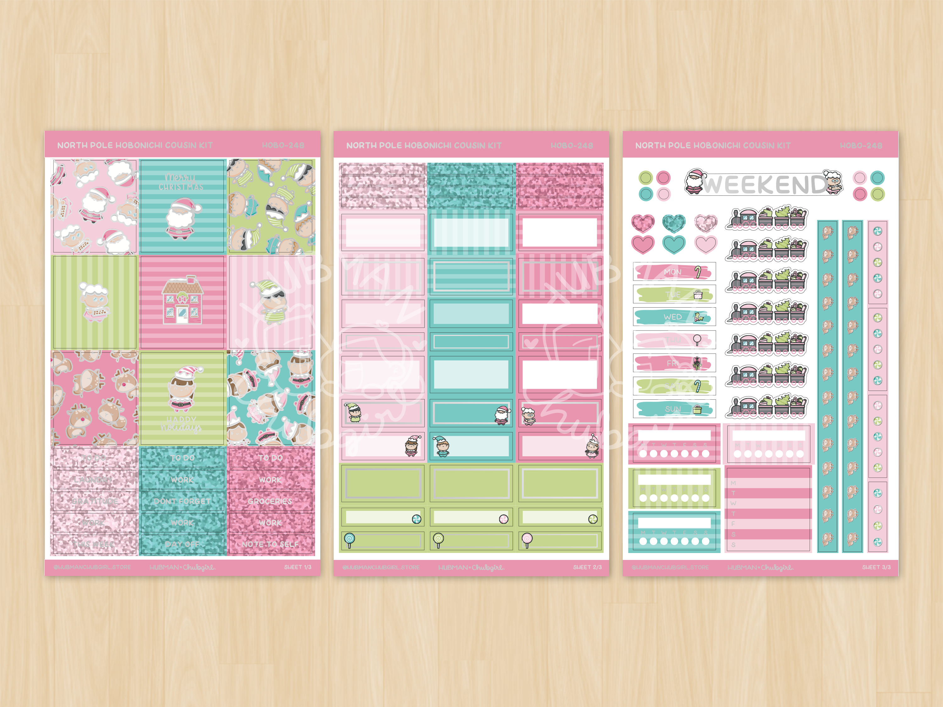 North Pole Theme Hobonichi Cousin Weekly Kit (Set of 3) - Silver Foil