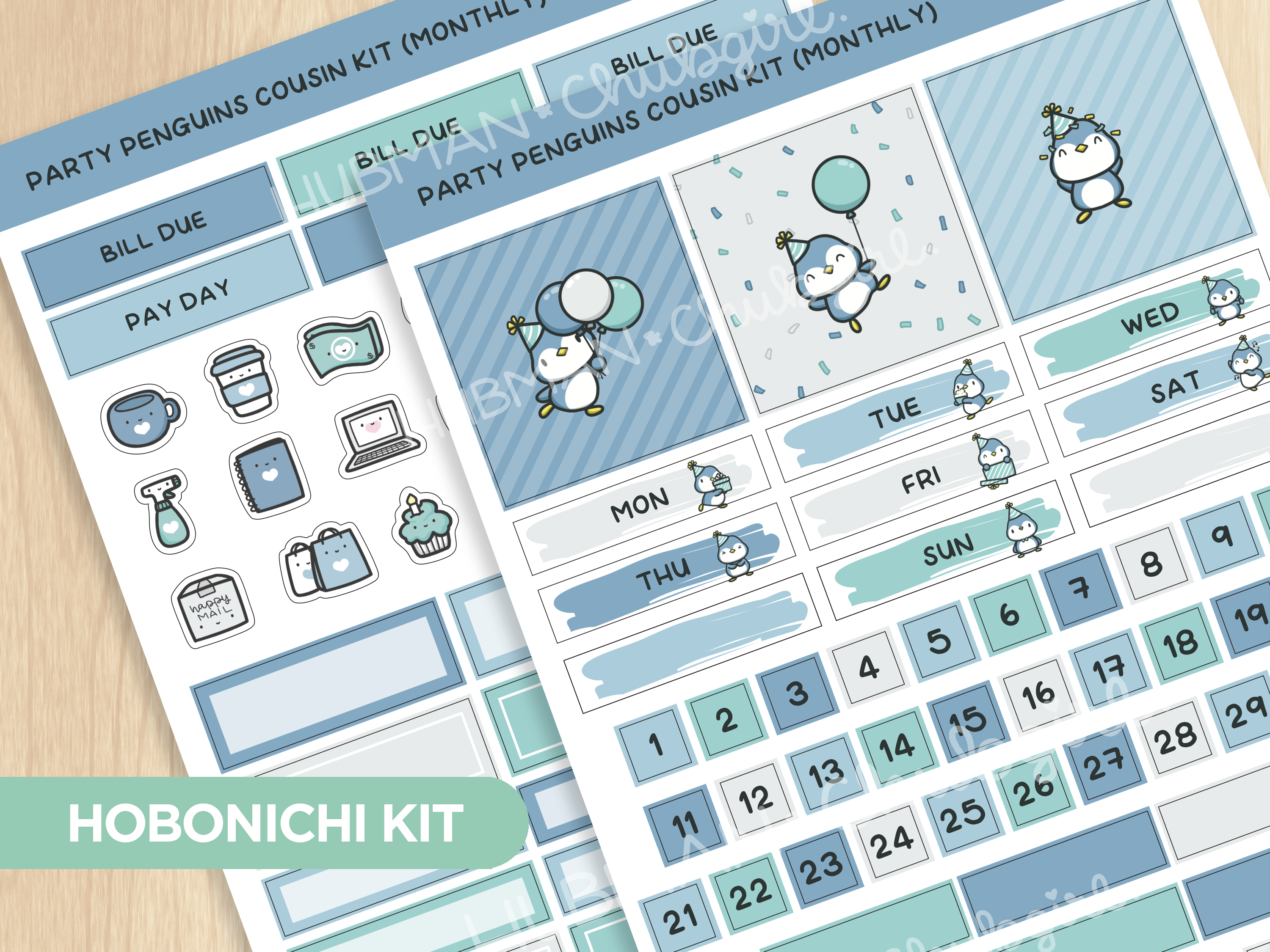Party Penguins Hobonichi Cousin Monthly Kit (Set of 2)
