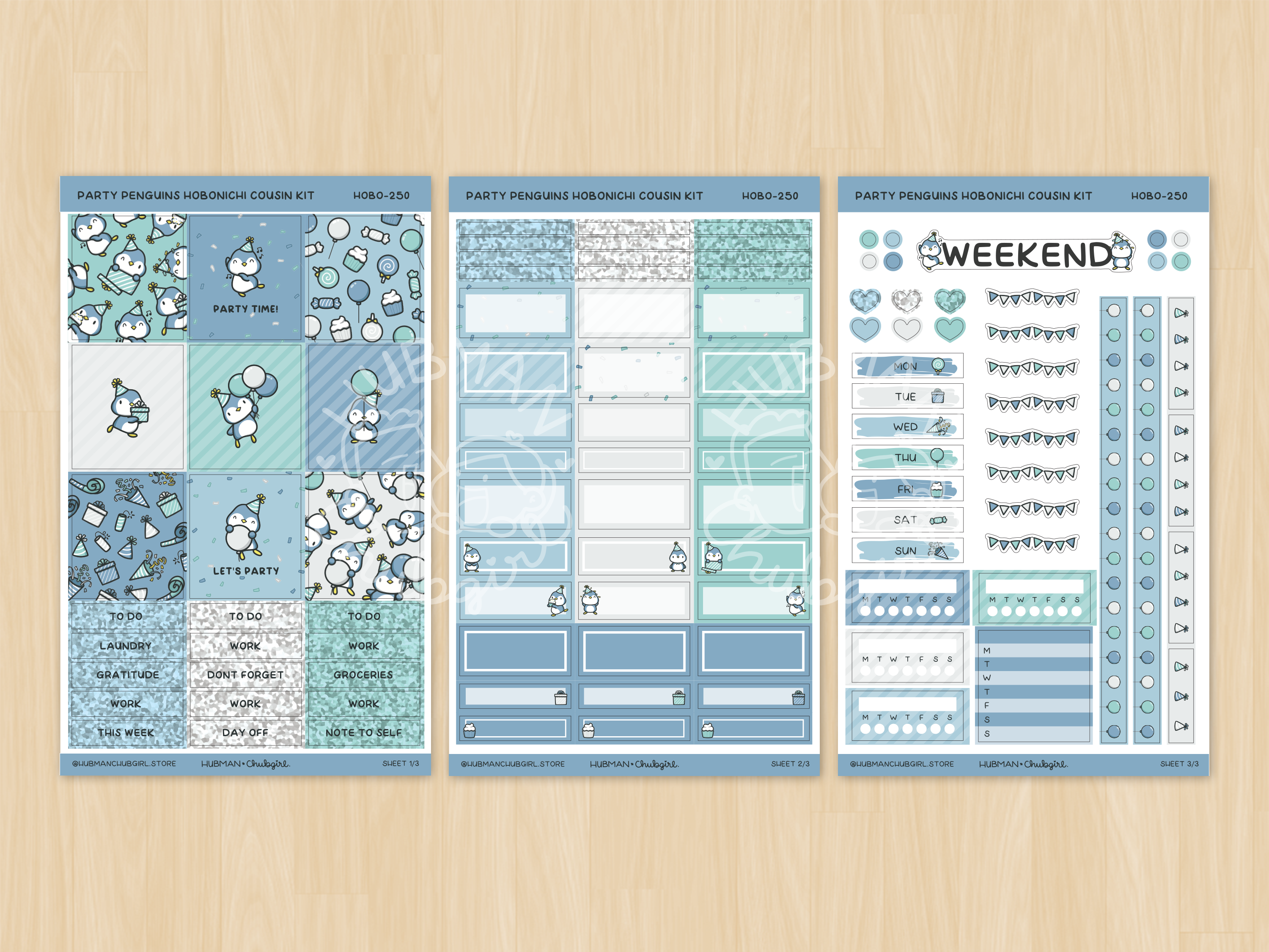 Party Penguins Theme Hobonichi Cousin Weekly Kit (Set of 3)