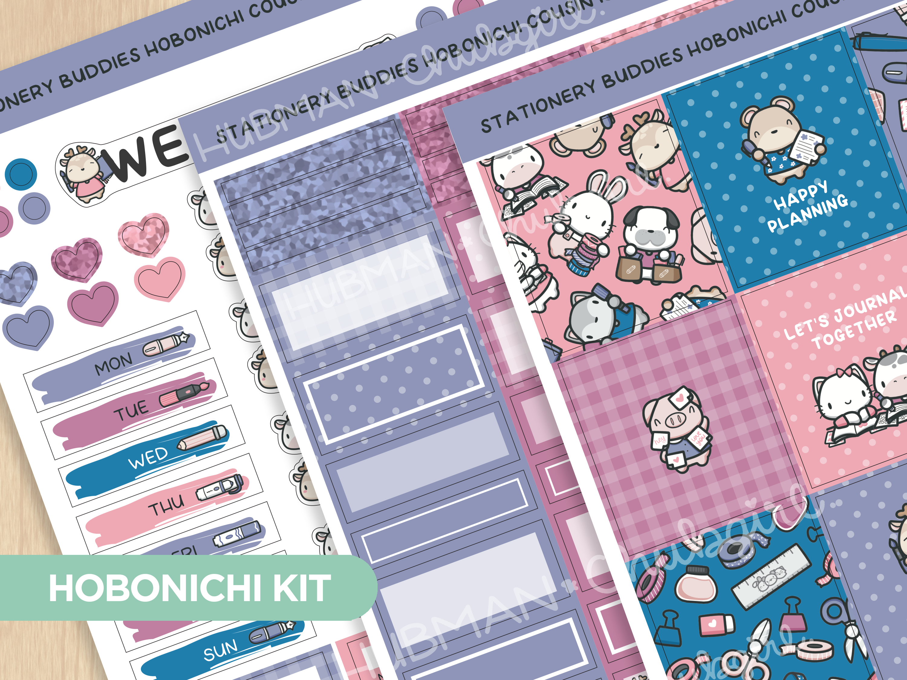 Stationery Buddies Theme Hobonichi Cousin Weekly Kit (Set of 3)