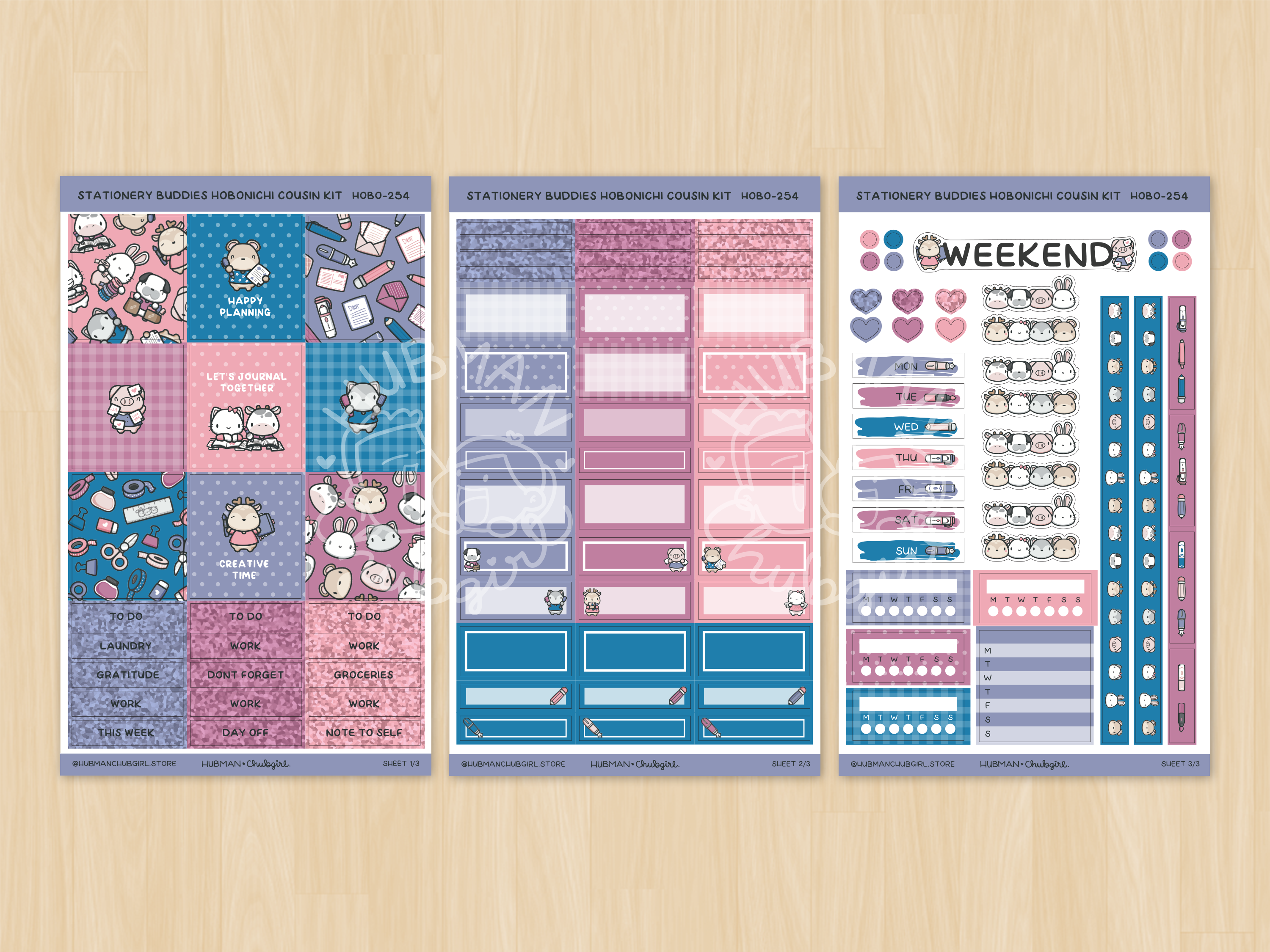 Stationery Buddies Theme Hobonichi Cousin Weekly Kit (Set of 3)