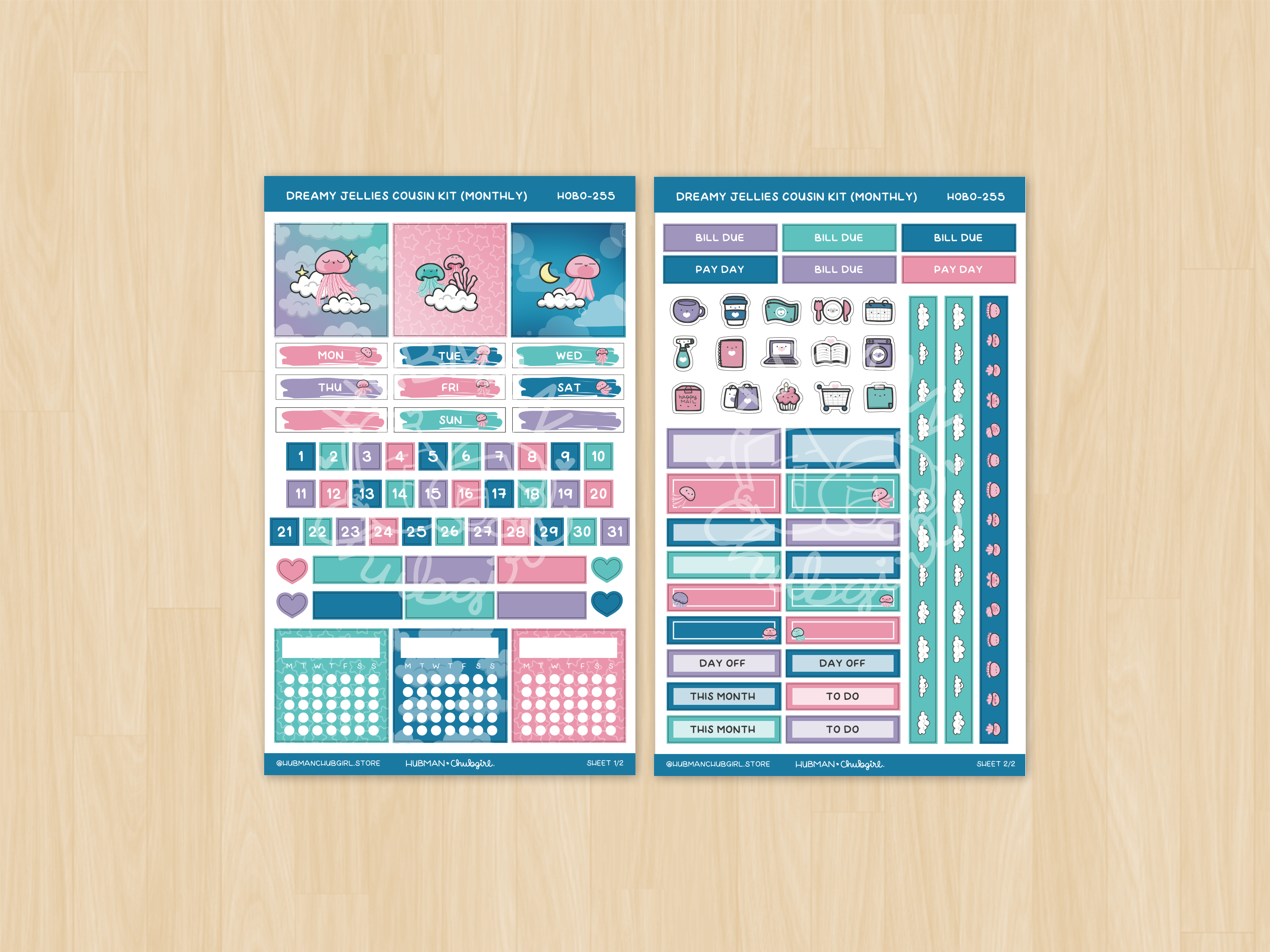 Dreamy Jellies Hobonichi Cousin Monthly Kit (Set of 2)