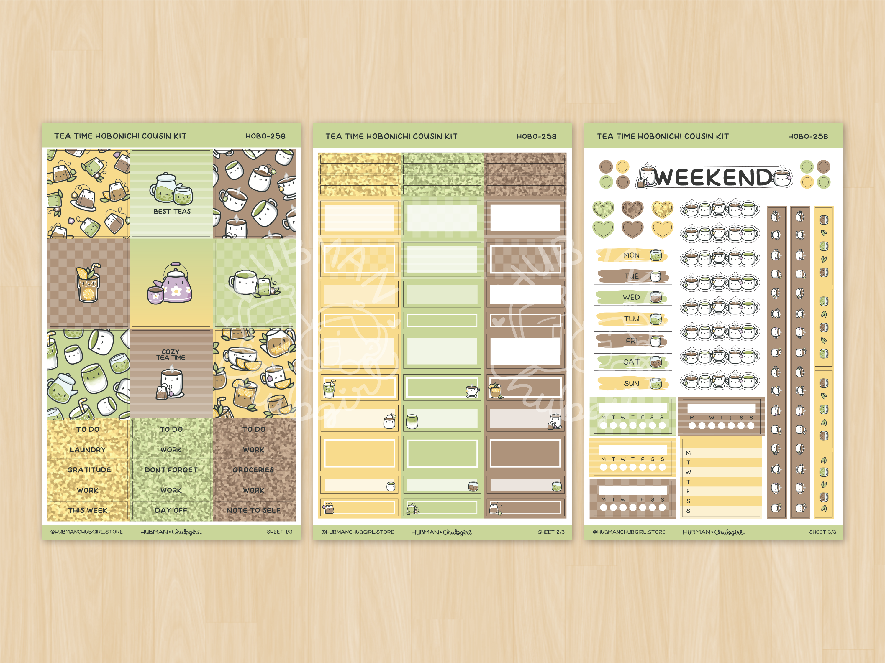 Tea Time Theme Hobonichi Cousin Weekly Kit (Set of 3)