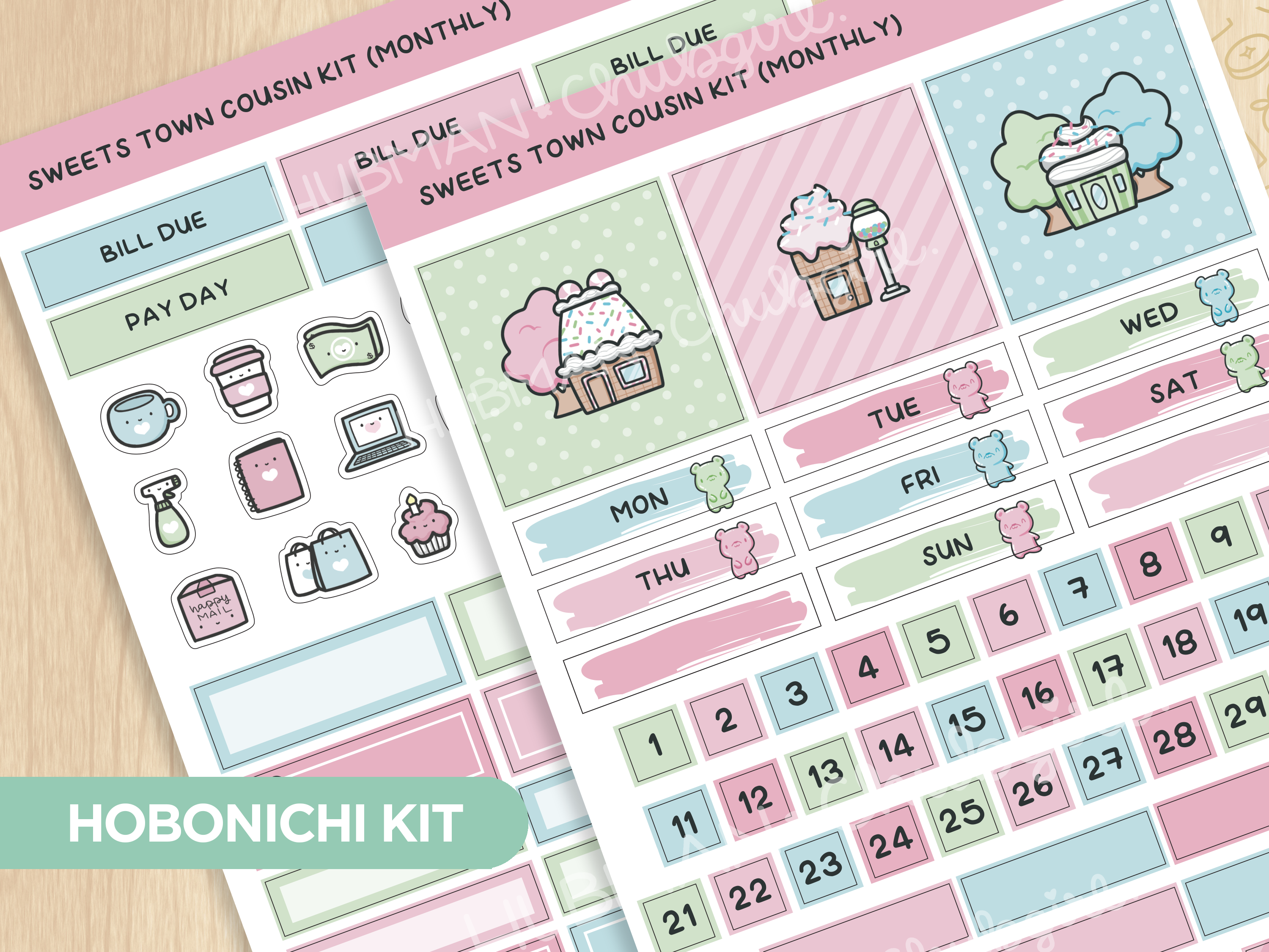 Sweets Town Hobonichi Cousin Monthly Kit (Set of 2)