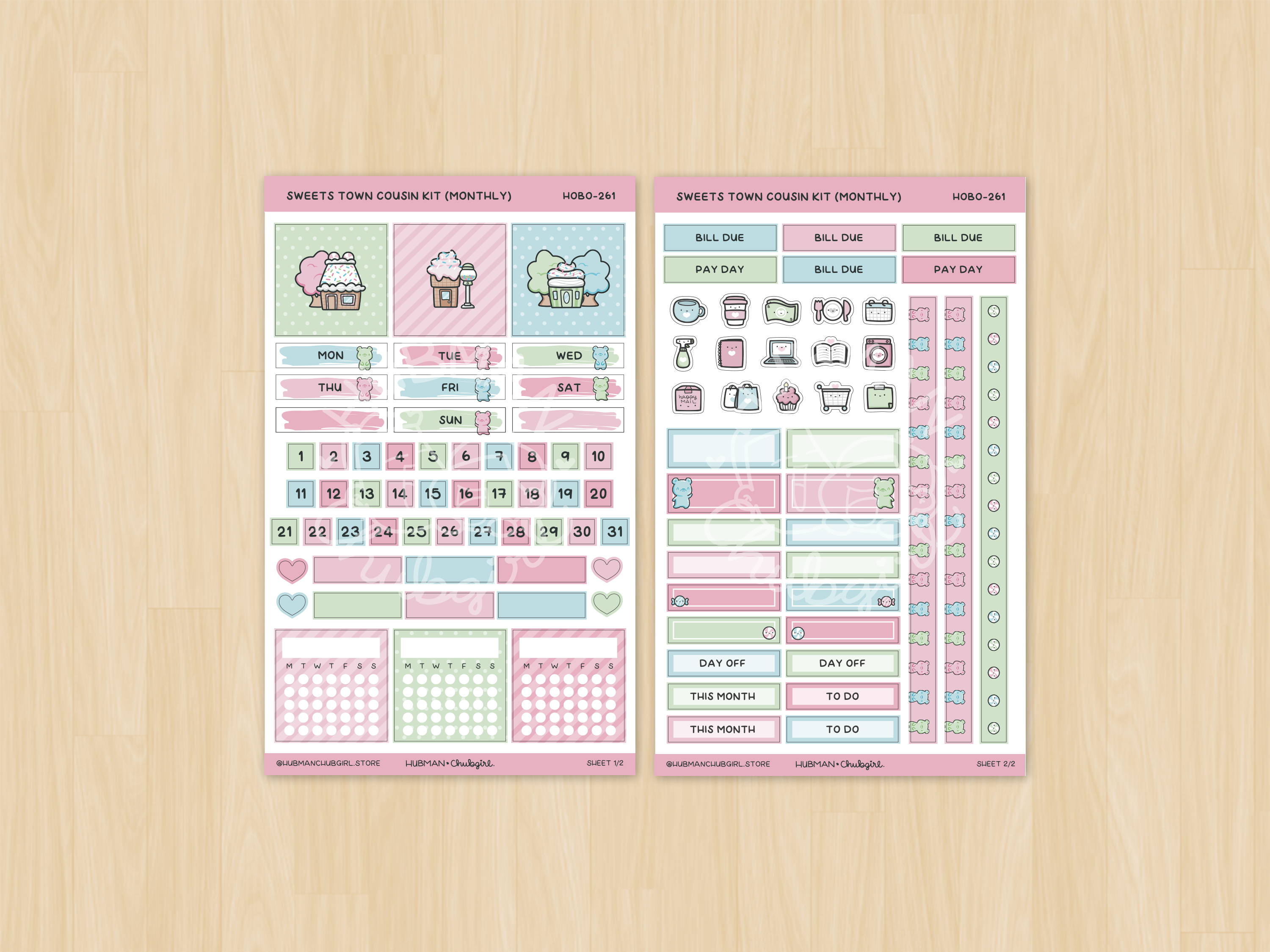Sweets Town Hobonichi Cousin Monthly Kit (Set of 2)