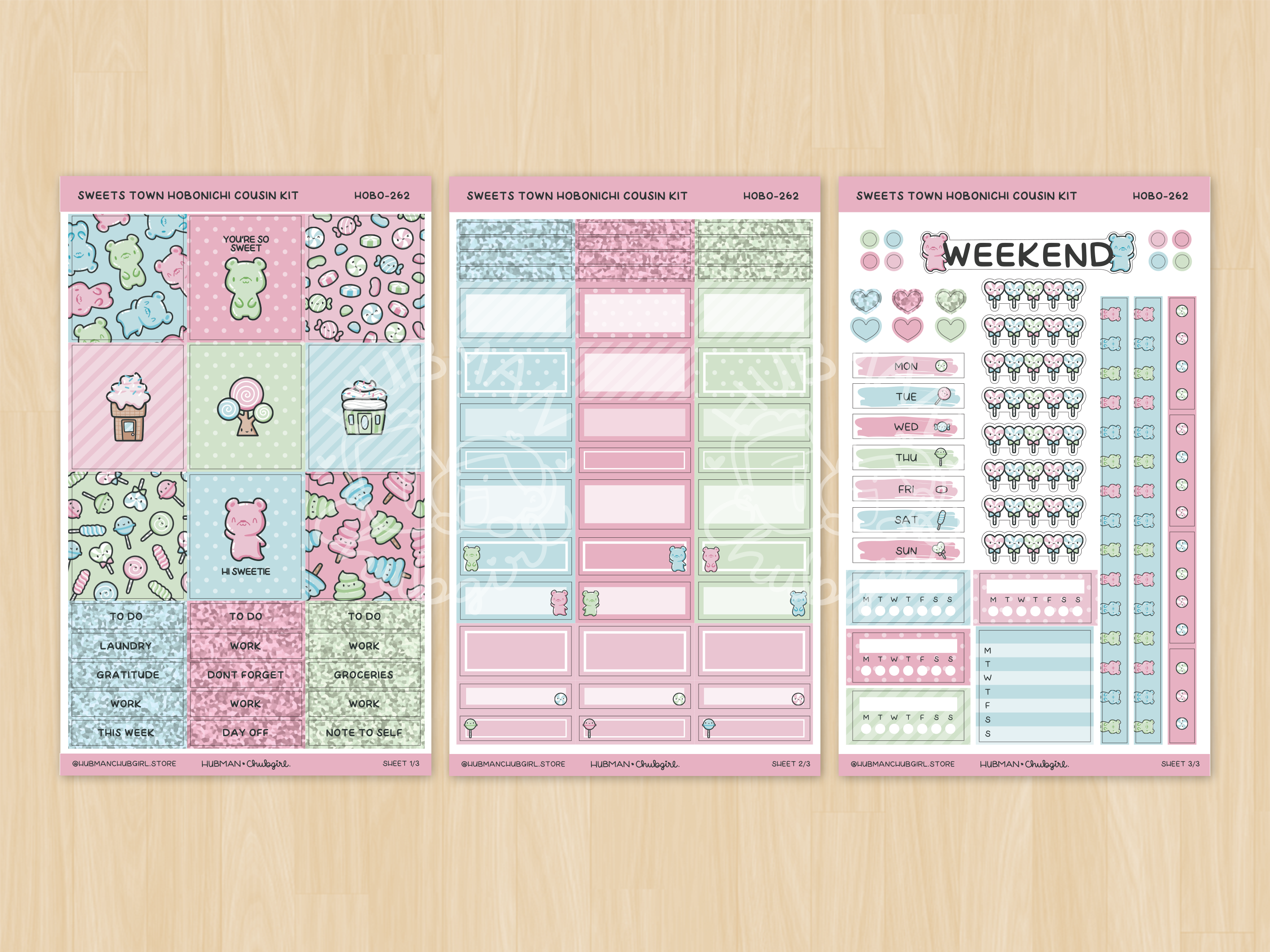 Sweets Town Theme Hobonichi Cousin Weekly Kit (Set of 3)