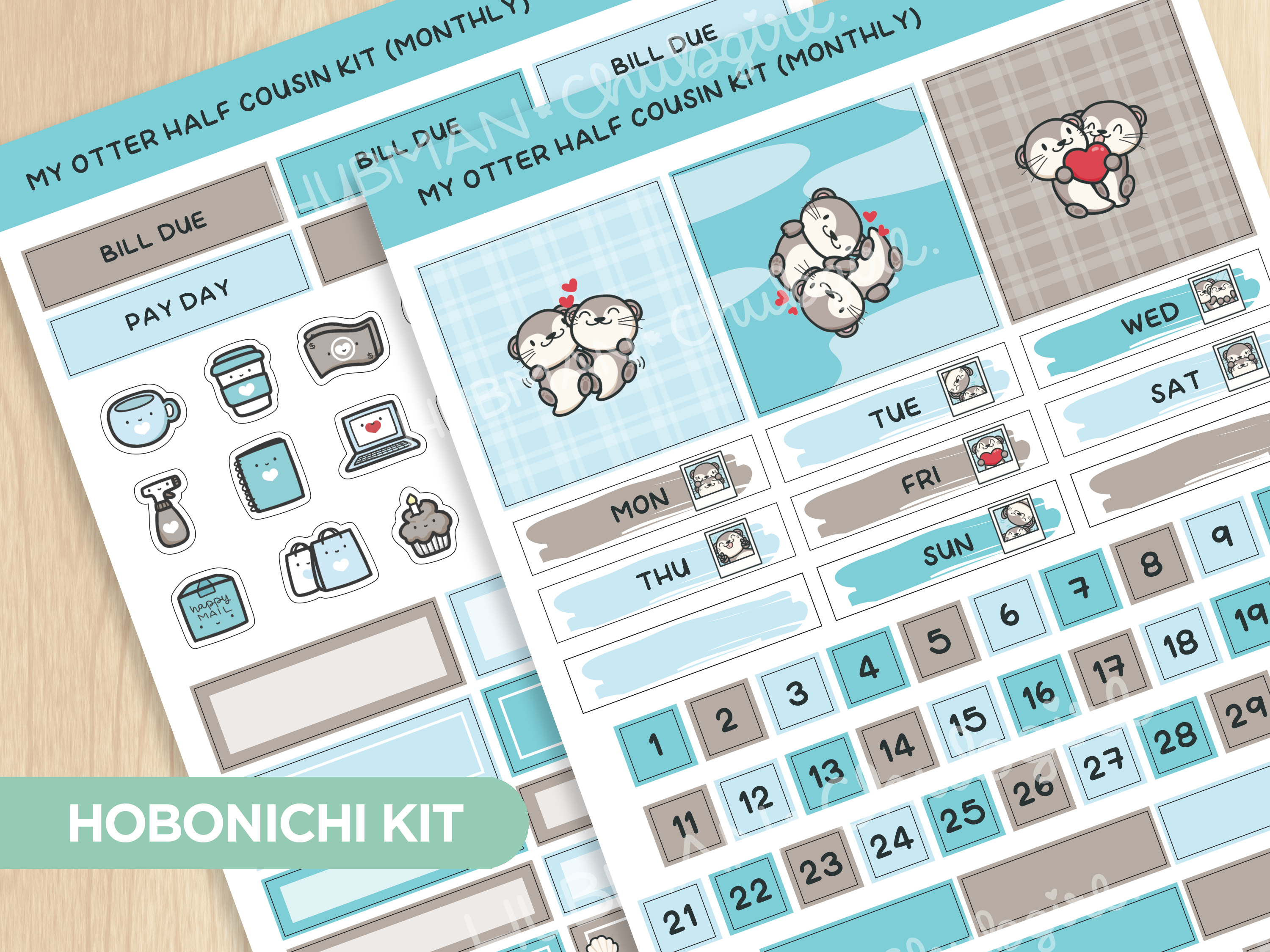 My Otter Half Theme Hobonichi Cousin Monthly Kit (Set of 2)