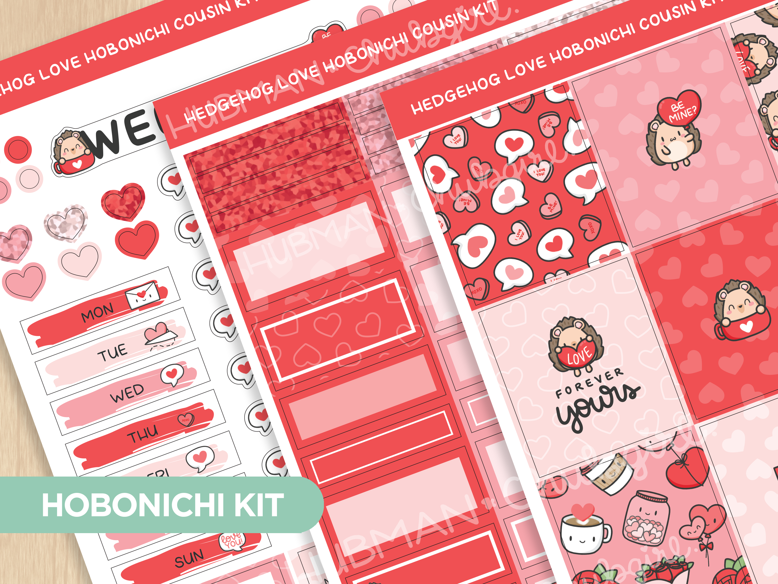 Hedgehog Love Theme Hobonichi Cousin Weekly Kit (Set of 3)