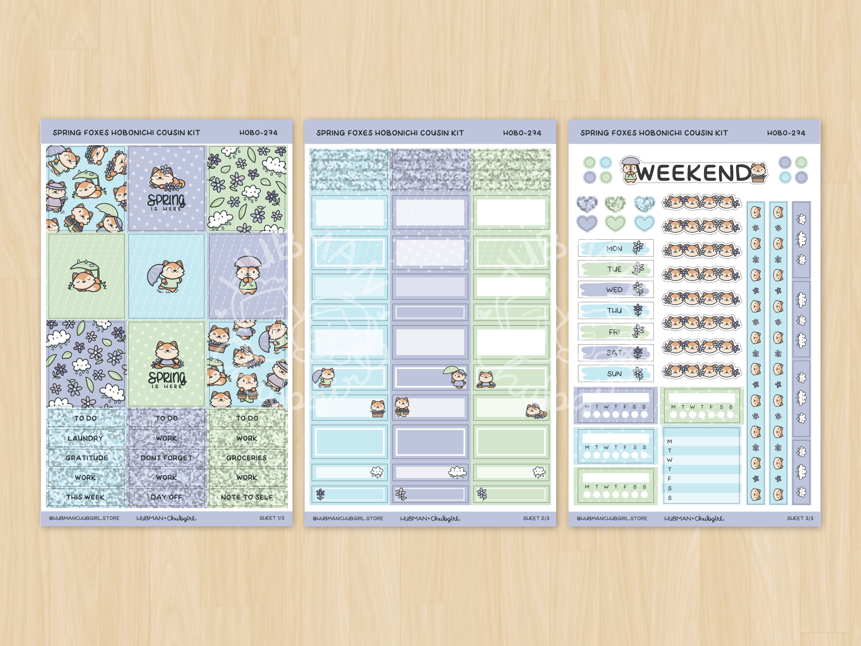 Spring Foxes Theme Hobonichi Cousin Weekly Kit (Set of 3)