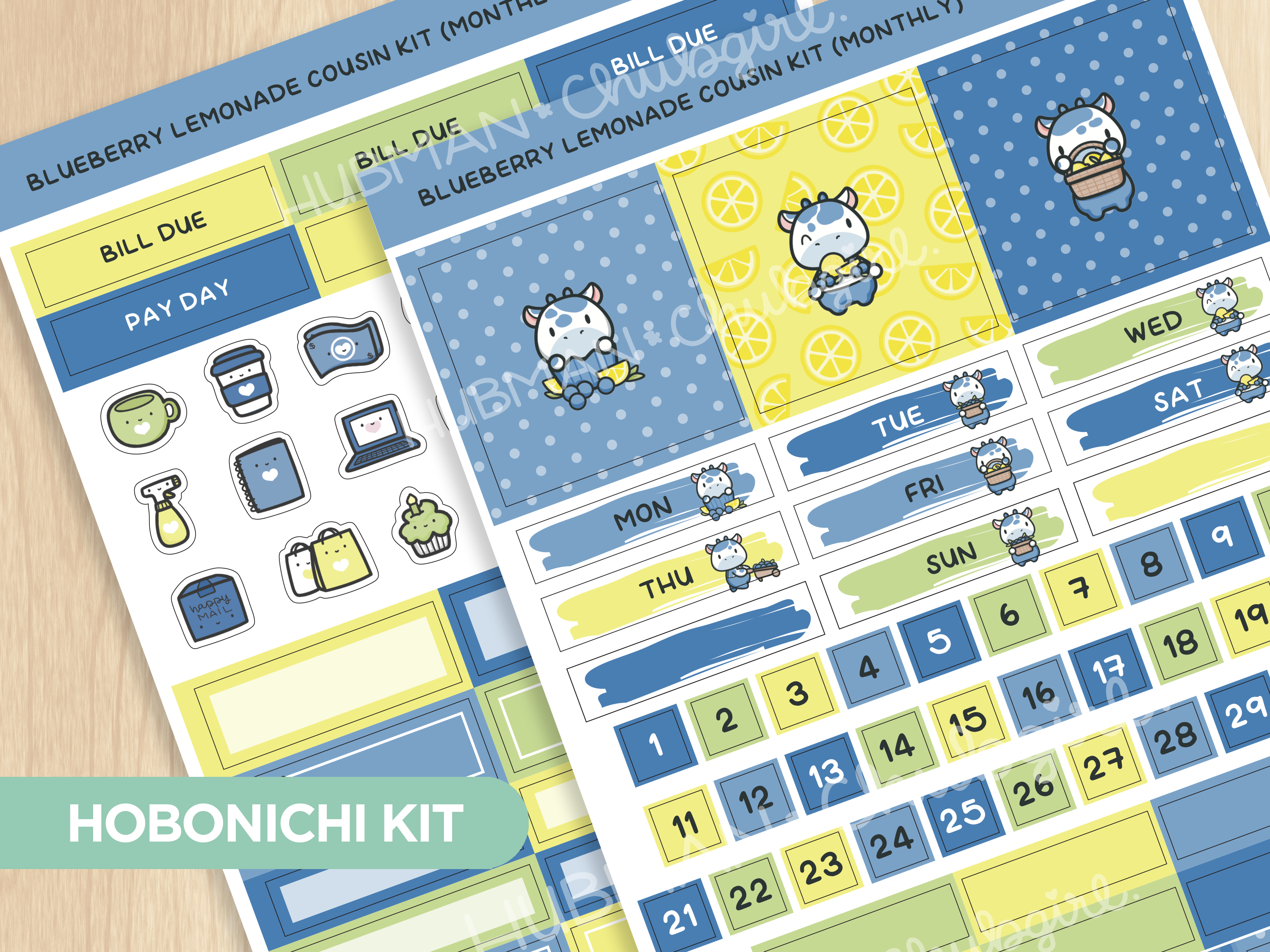 Blueberry Lemonade Hobonichi Cousin Monthly Kit (Set of 2)