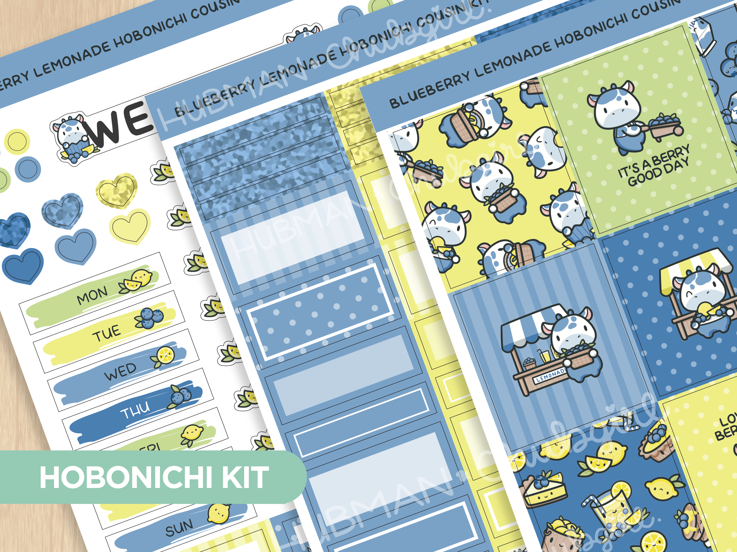 Blueberry Lemonade Theme Hobonichi Cousin Weekly Kit (Set of 3)