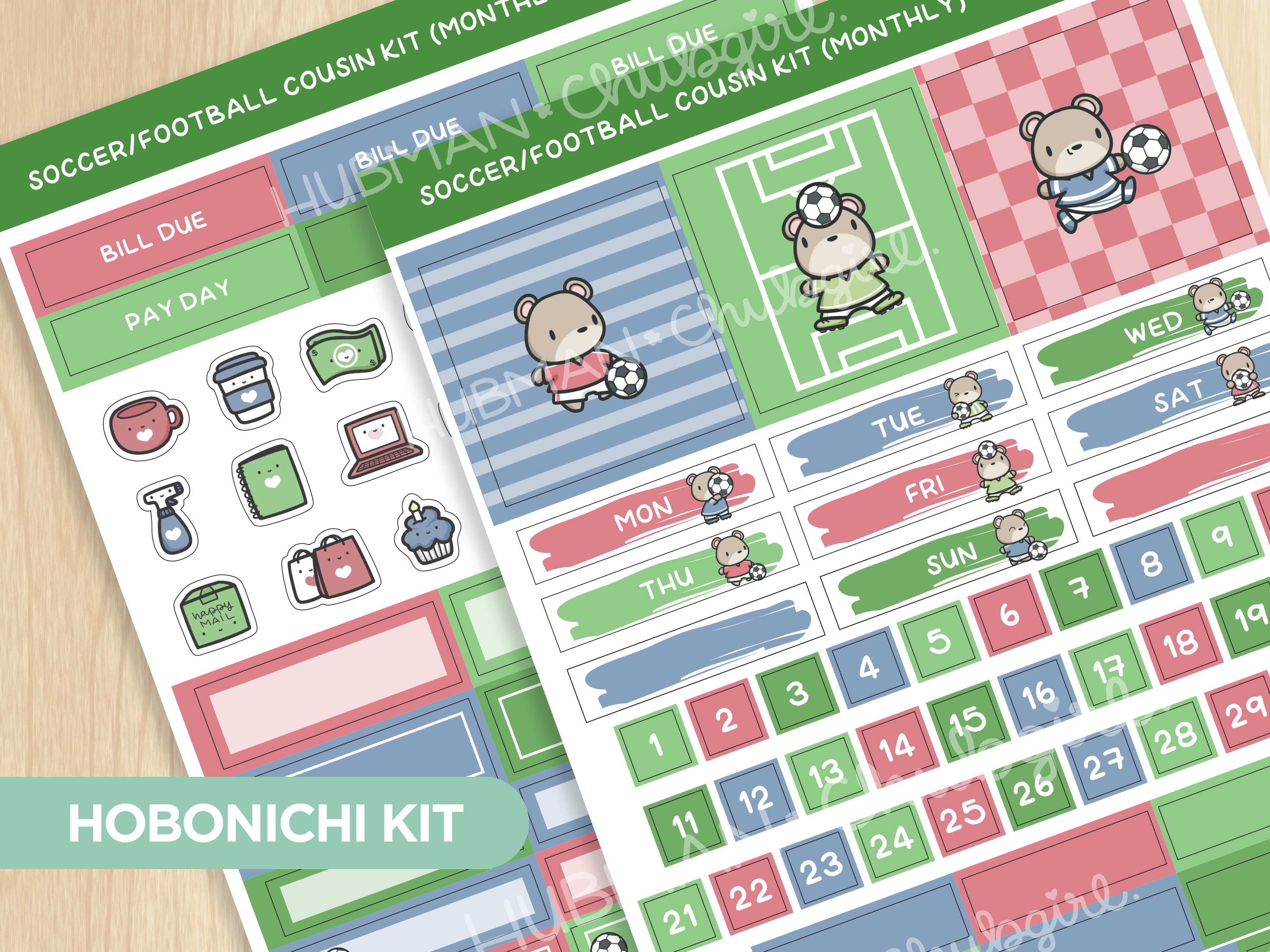 Soccer/Football Hobonichi Cousin Monthly Kit (Set of 2)
