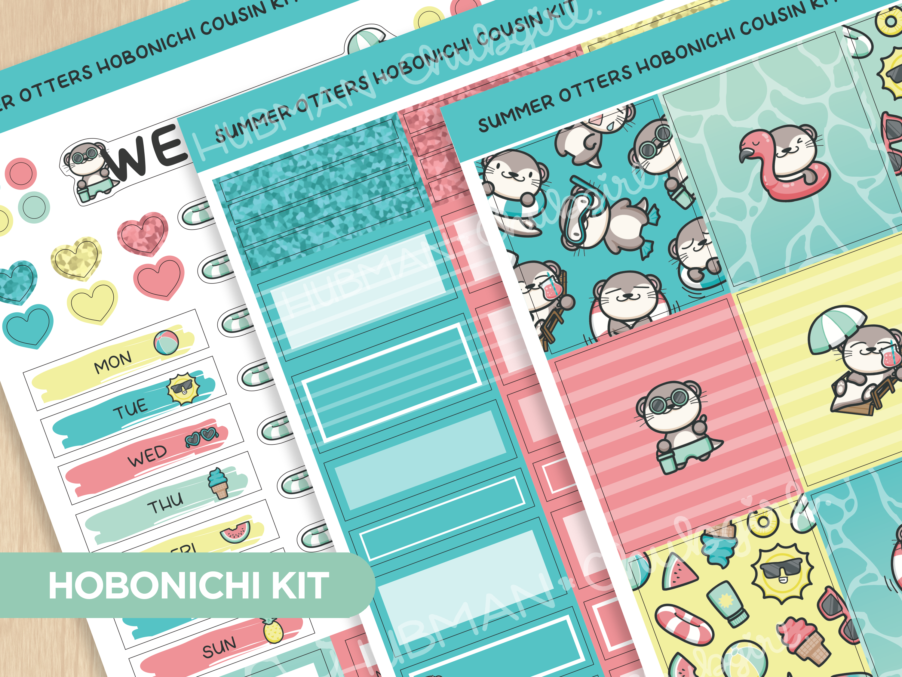 Summer Otters Hobonichi Cousin Weekly Kit (Set of 3)