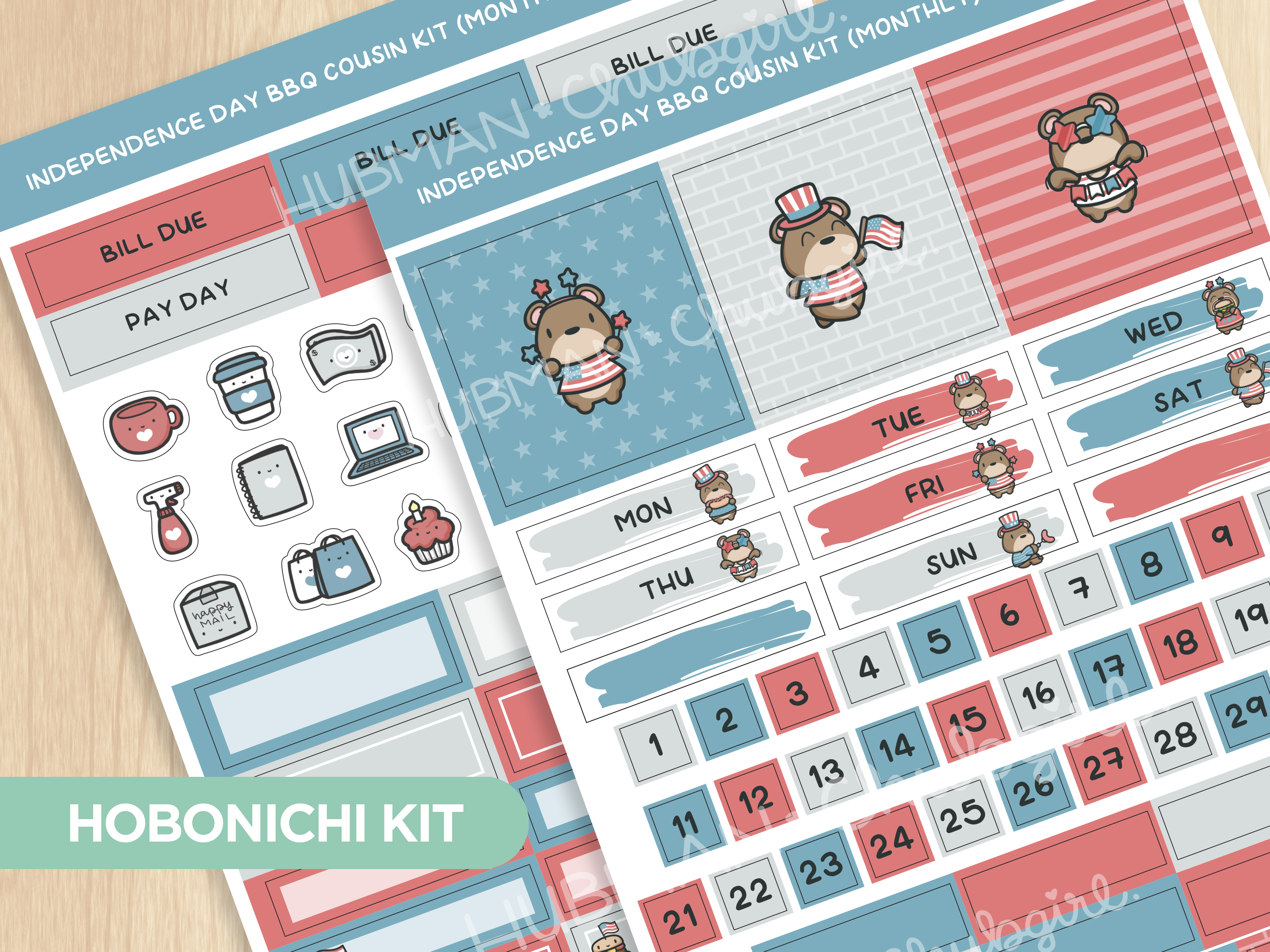 Independence Day BBQ Hobonichi Cousin Monthly Kit (Set of 2)