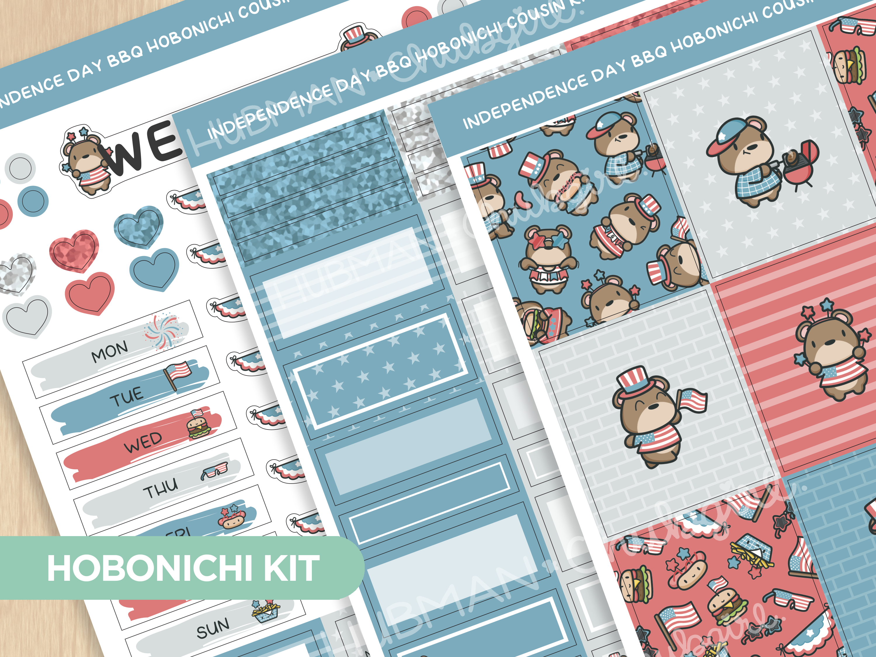 Independence Day BBQ Hobonichi Cousin Weekly Kit (Set of 3)