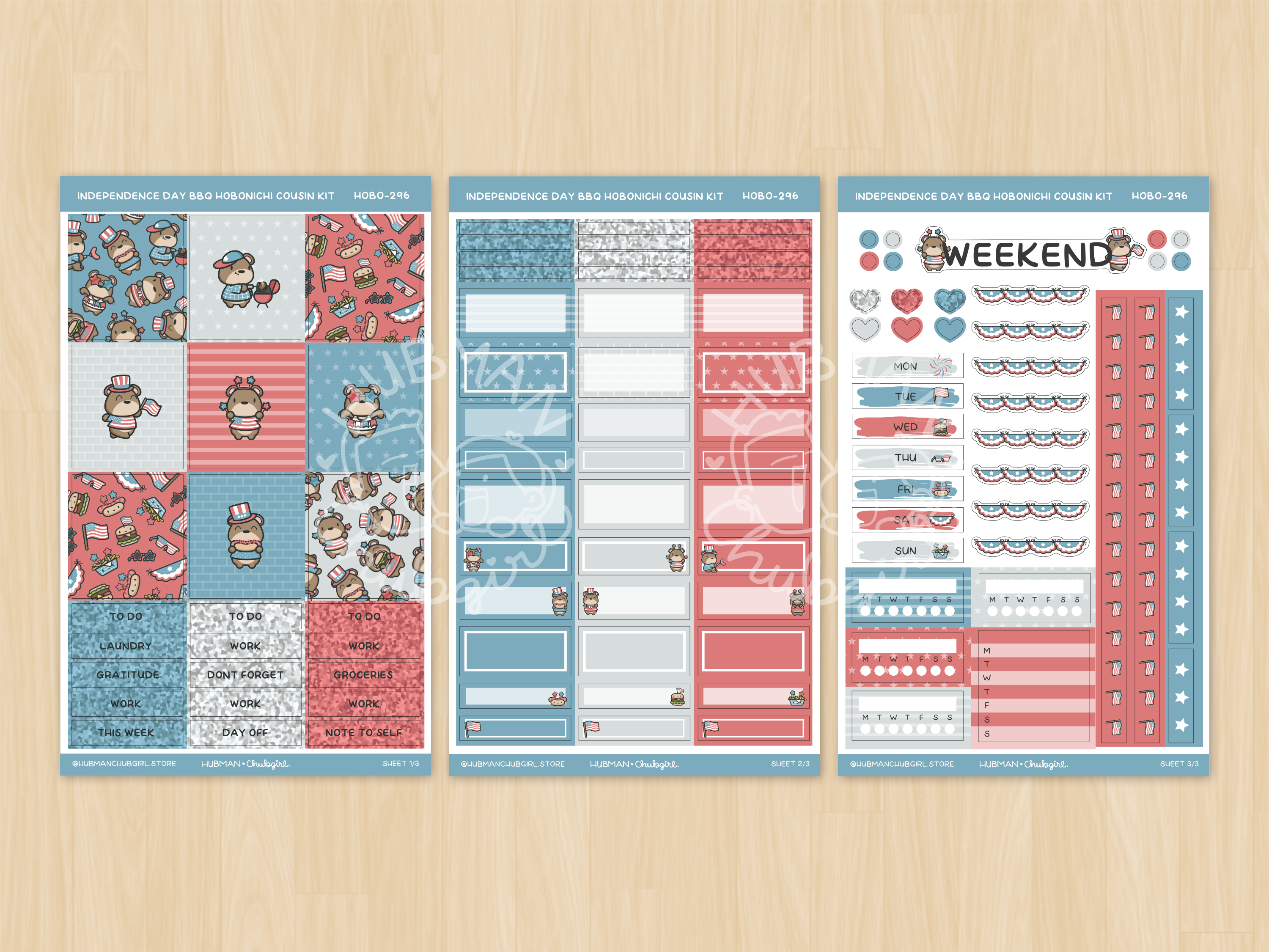 Independence Day BBQ Hobonichi Cousin Weekly Kit (Set of 3)