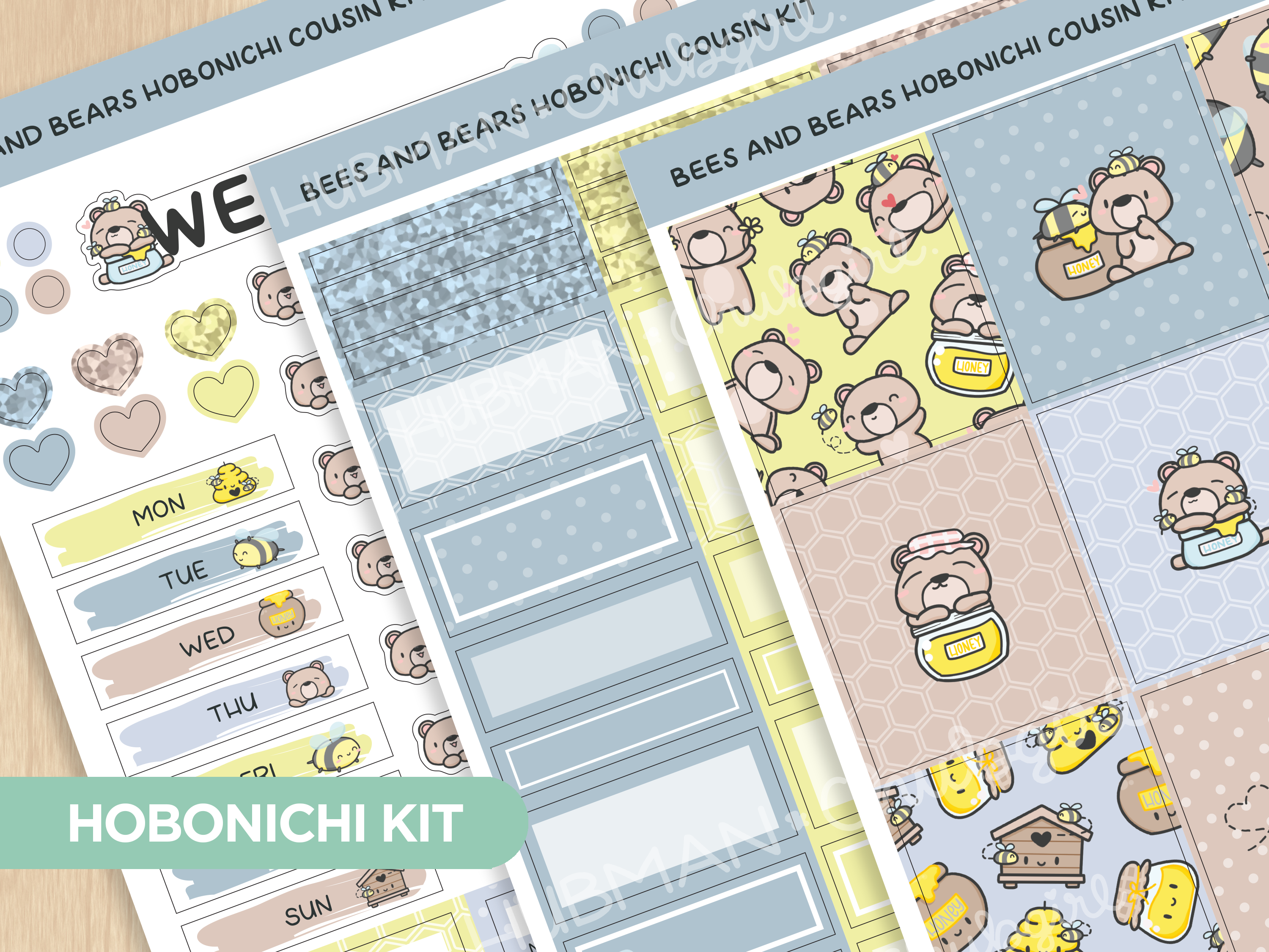 Bees and Bears Theme Hobonichi Cousin Weekly Kit (Set of 3)
