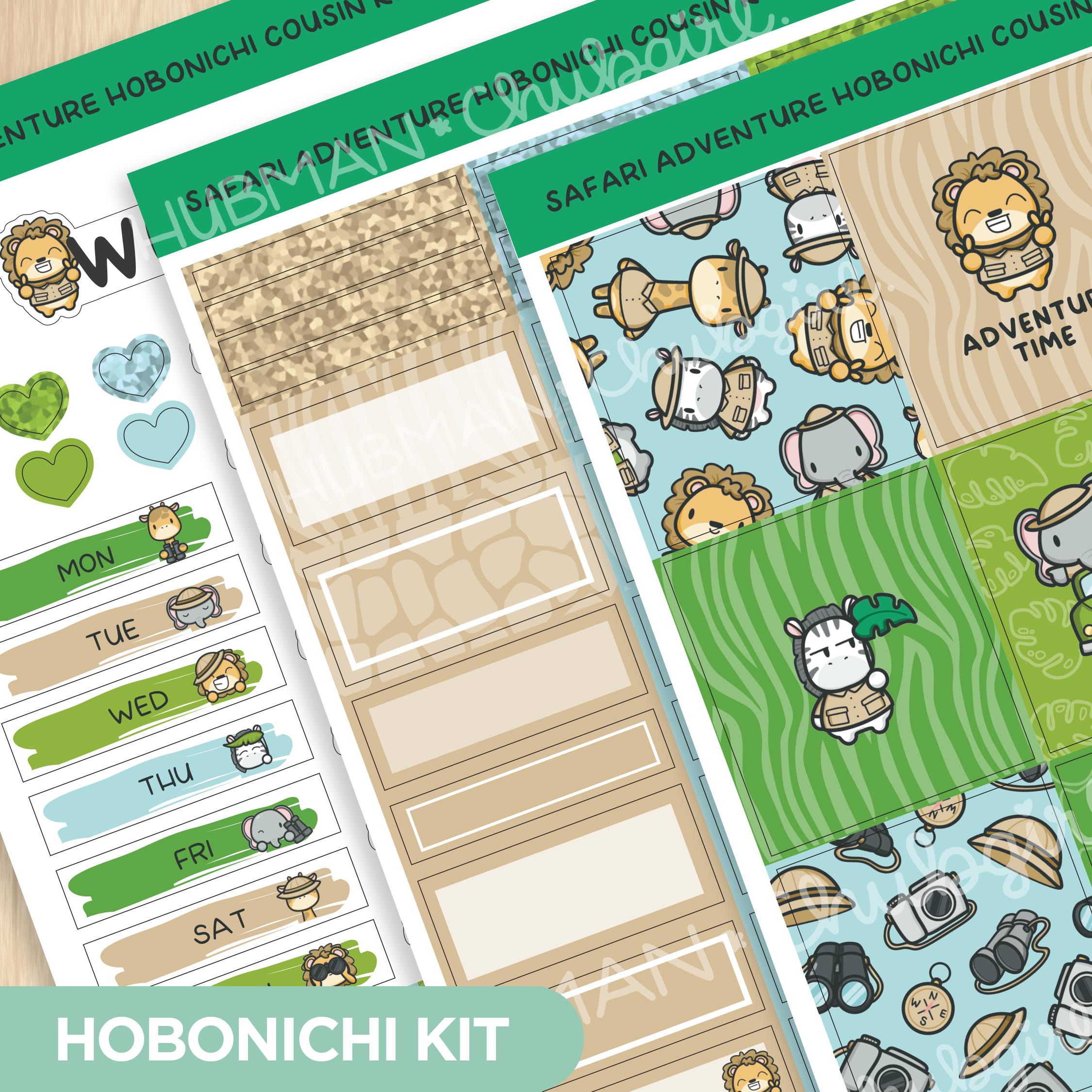 Safari Adventure Theme Hobonichi Cousin Weekly Kit (Set of 3)