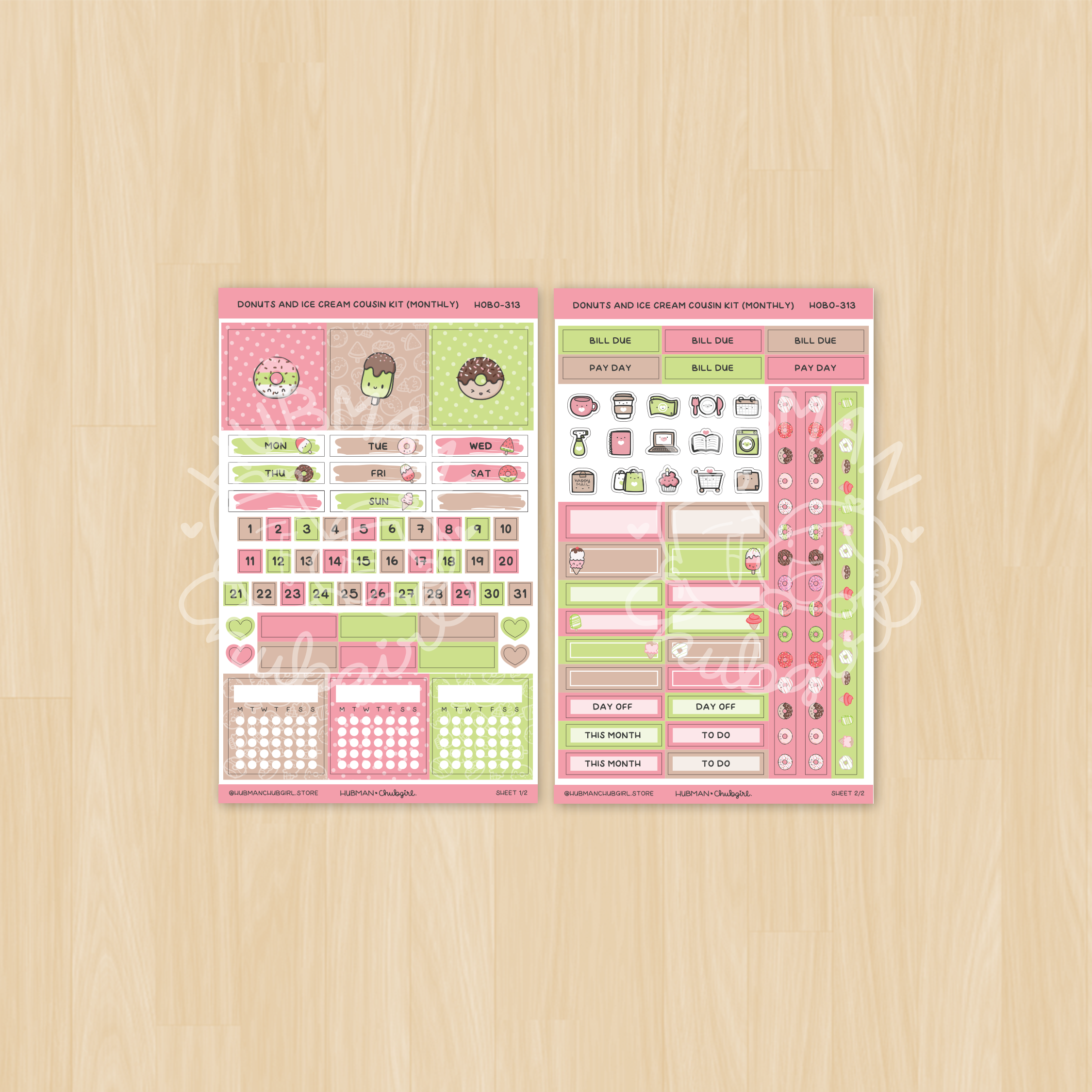 Donuts and Icecream Hobonichi Cousin Monthly Kit (Set of 2)