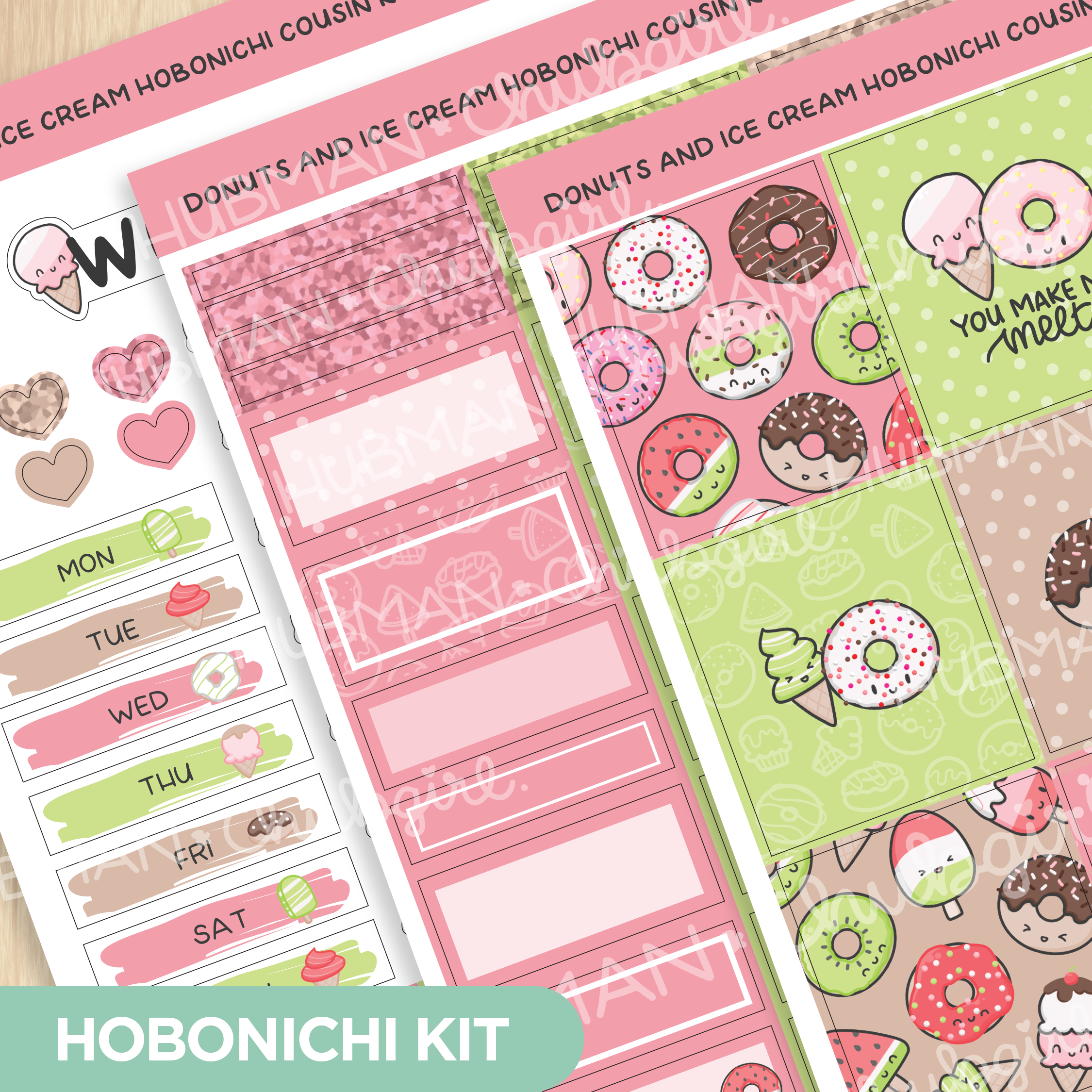 Donuts and Icecream Theme Hobonichi Cousin Weekly Kit (Set of 3)