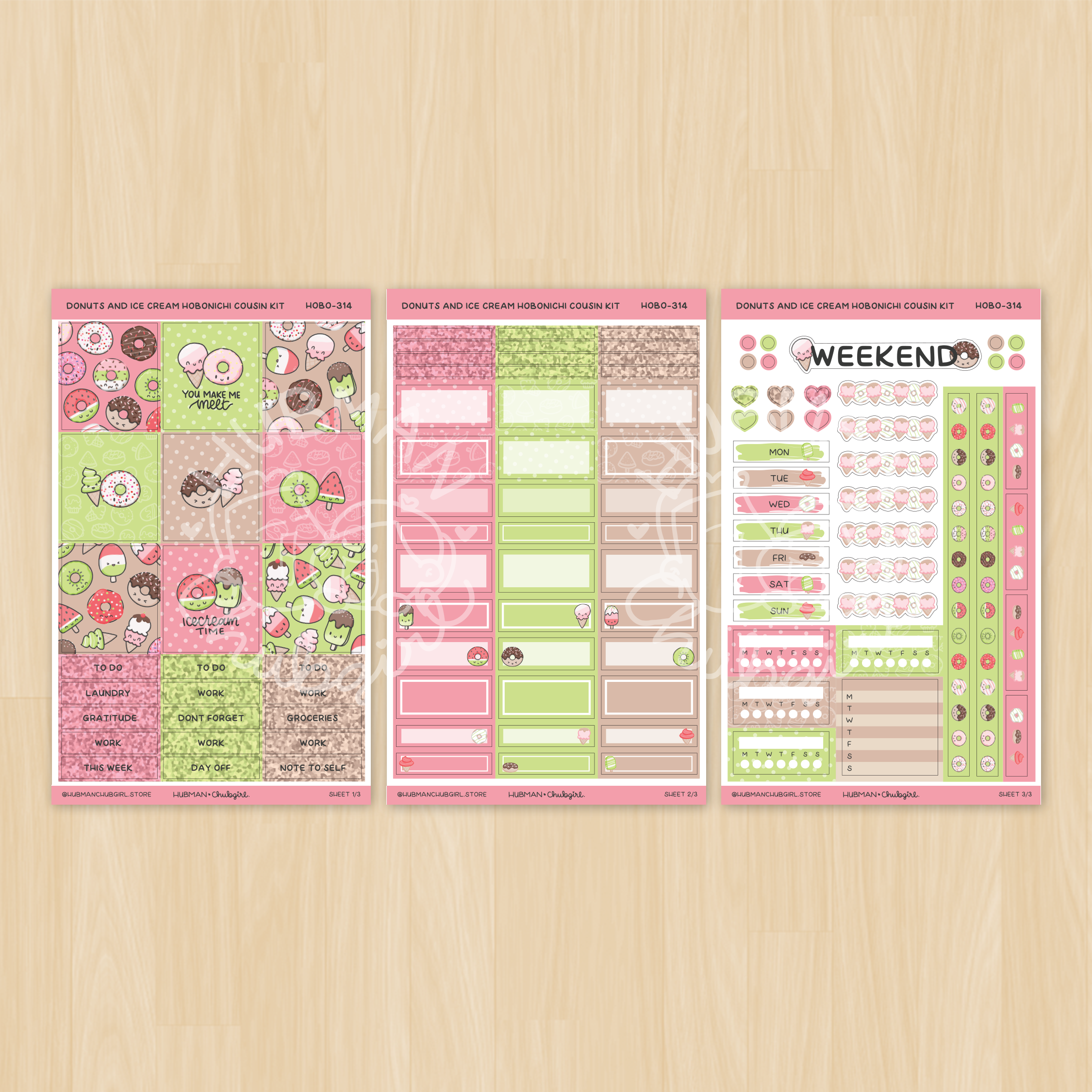 Donuts and Icecream Theme Hobonichi Cousin Weekly Kit (Set of 3)