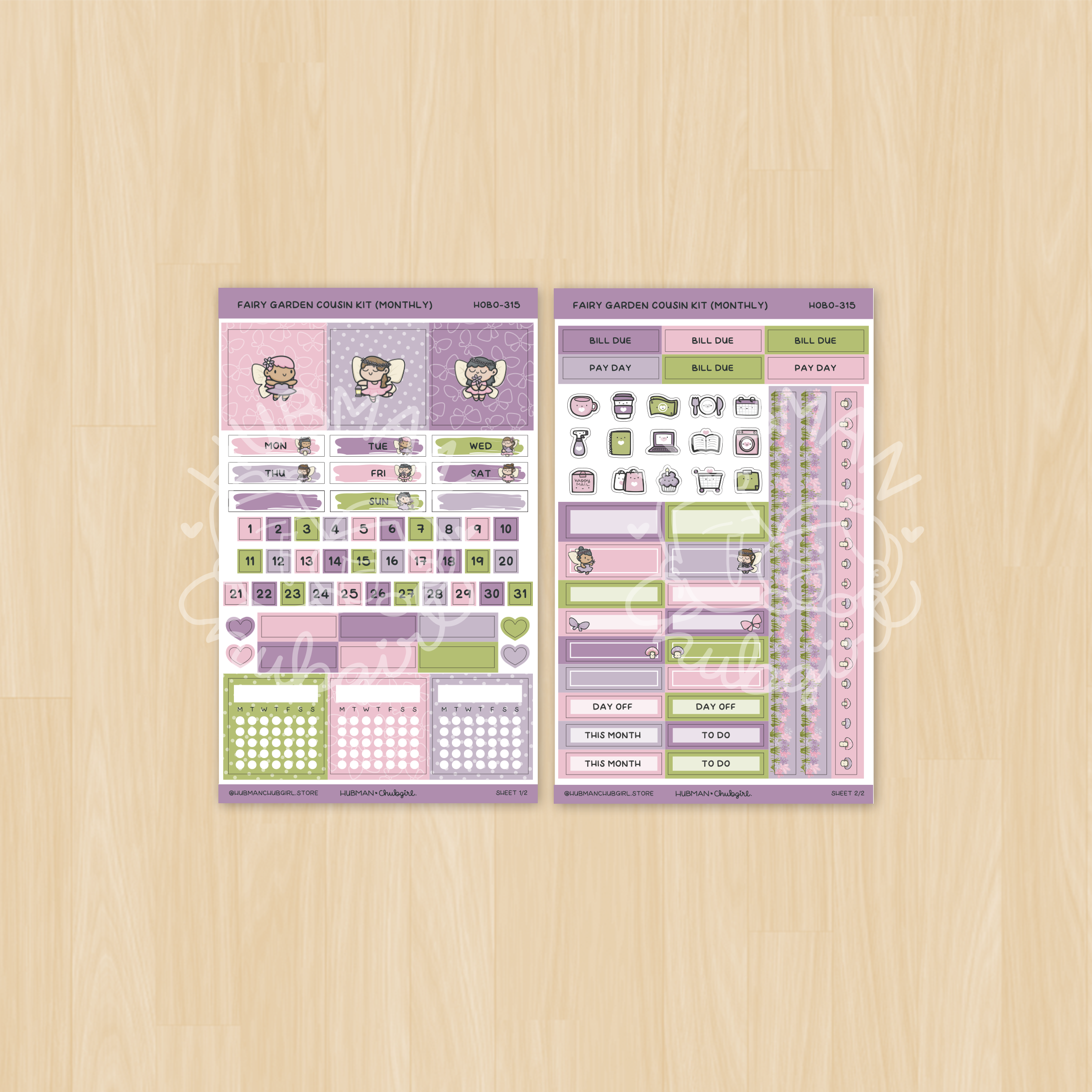Fairy Garden Hobonichi Cousin Monthly Kit (Set of 2)