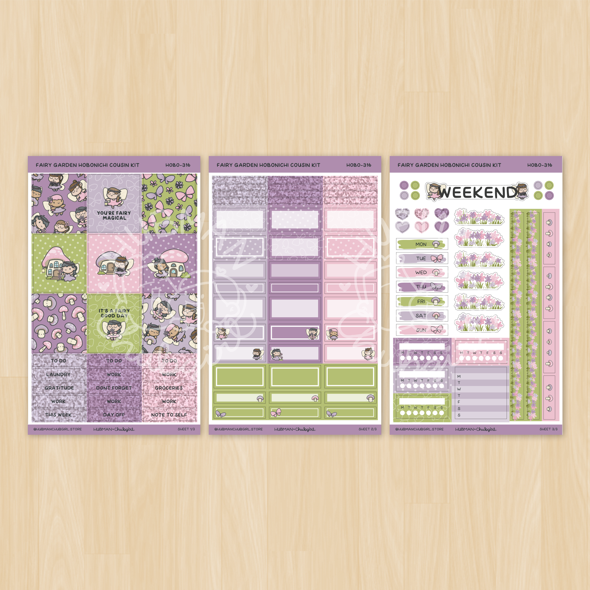Fairy Garden Theme Hobonichi Cousin Weekly Kit (Set of 3)